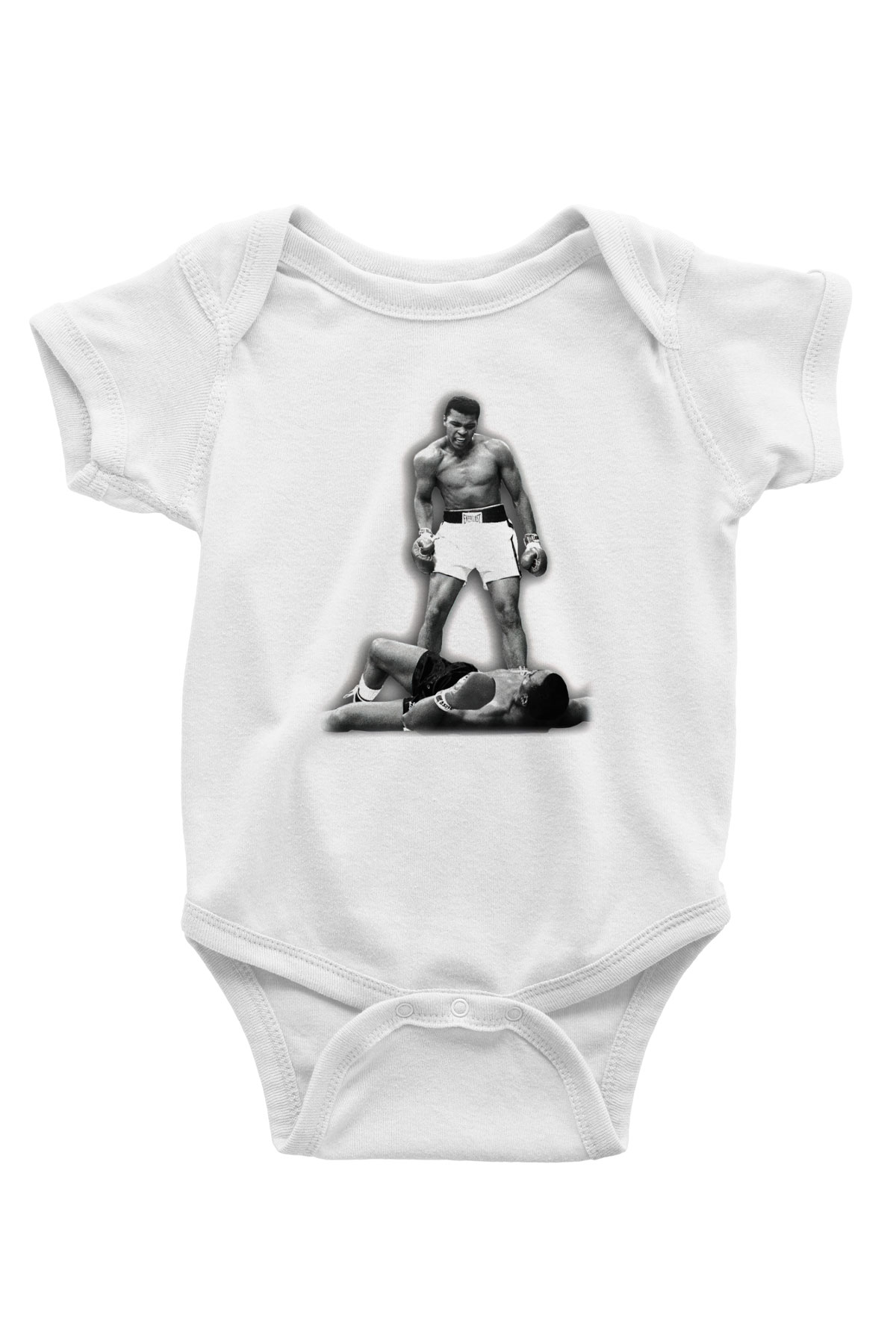Muhammed Ali Baskılı Beyaz Unisex Bebek Body - Zıbın