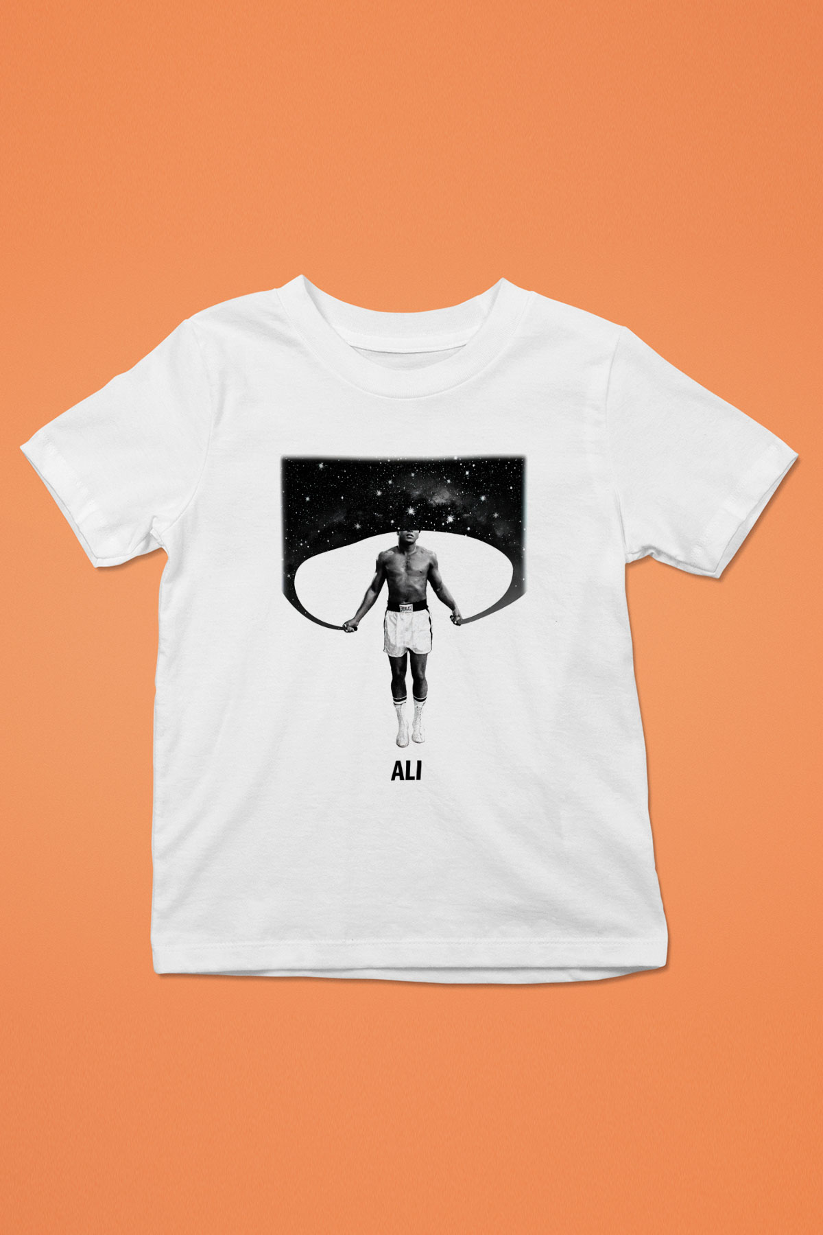 Muhammed Ali Baskılı Beyaz Unisex Çocuk Tişört