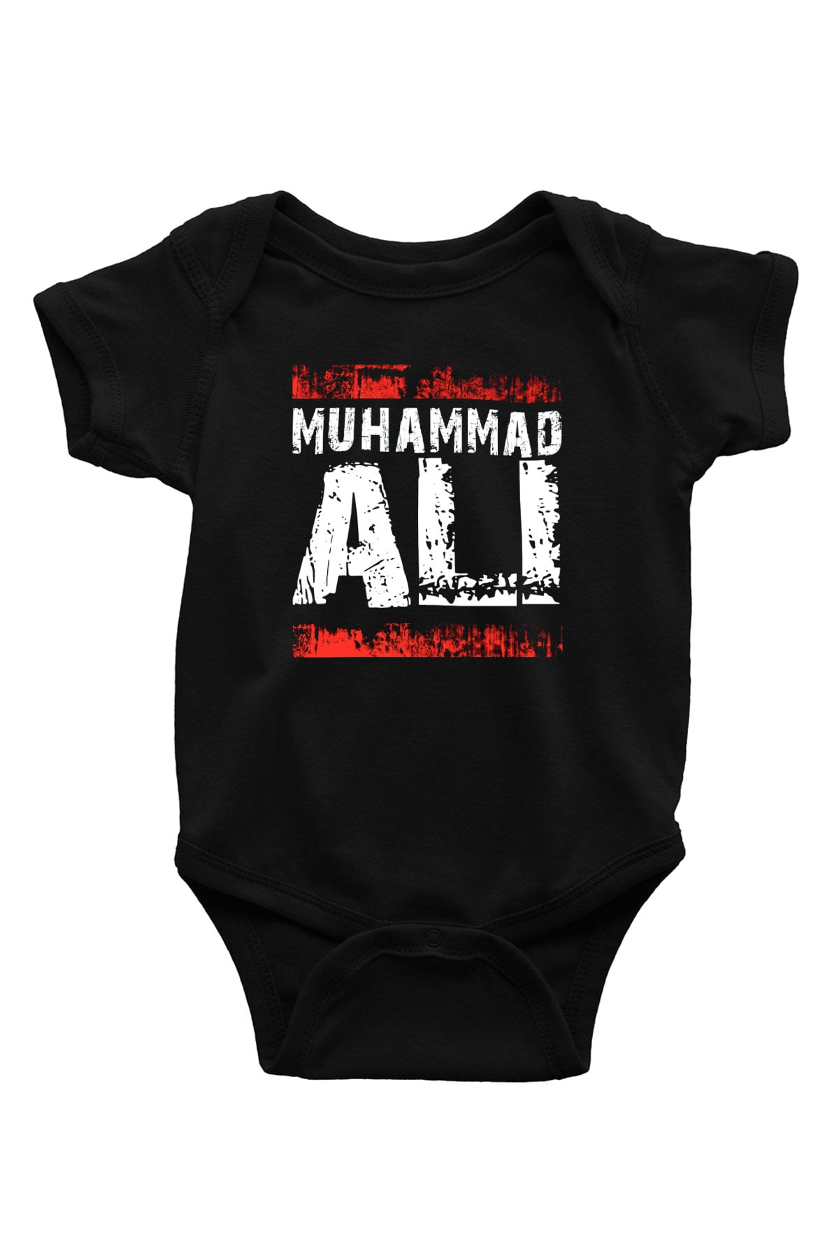Muhammed Ali Baskılı Siyah Bebek Body - Zıbın