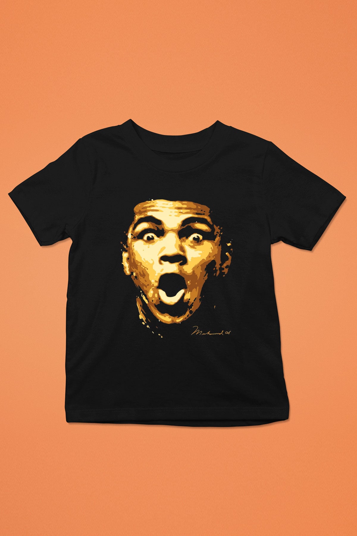 Muhammed Ali Baskılı Siyah Unisex Çocuk Tişört