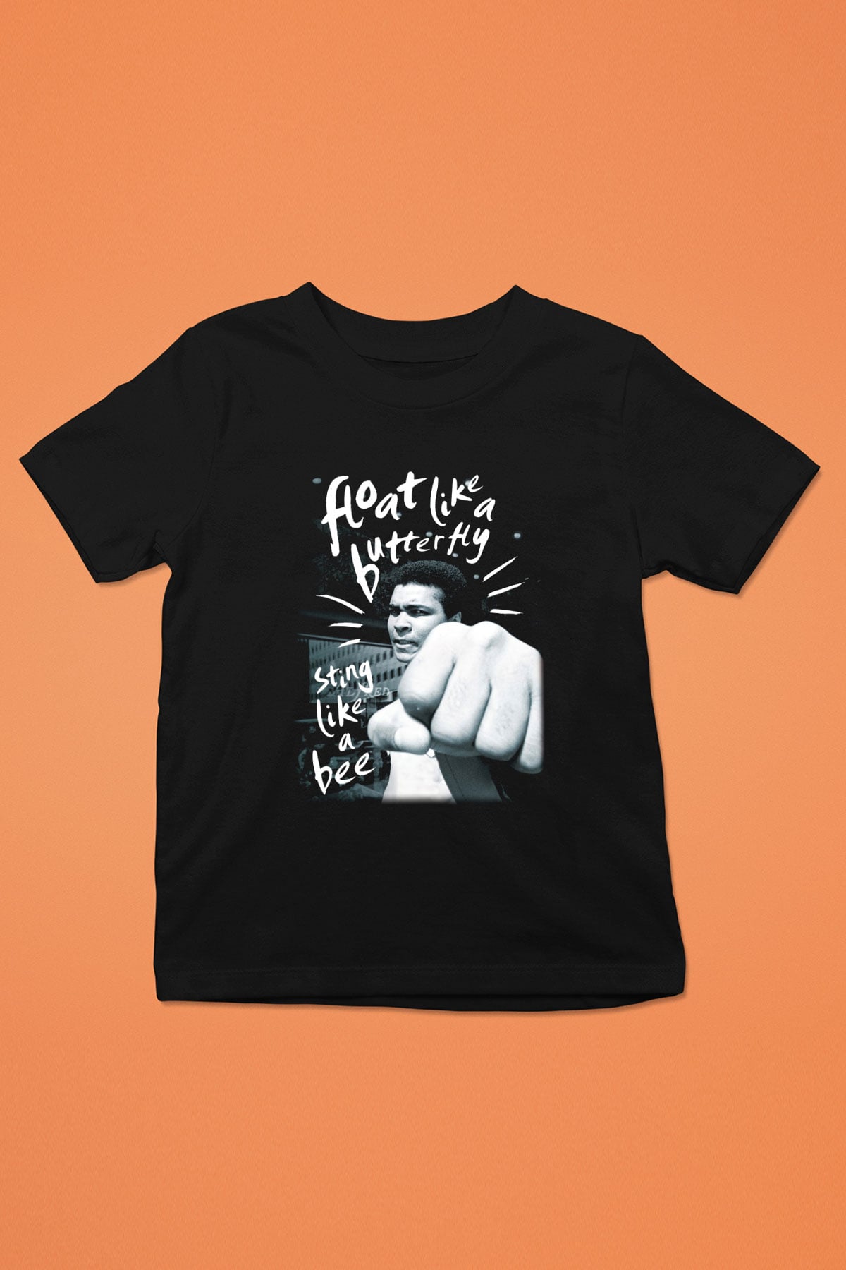 Muhammed Ali Baskılı Siyah Unisex Çocuk Tişört
