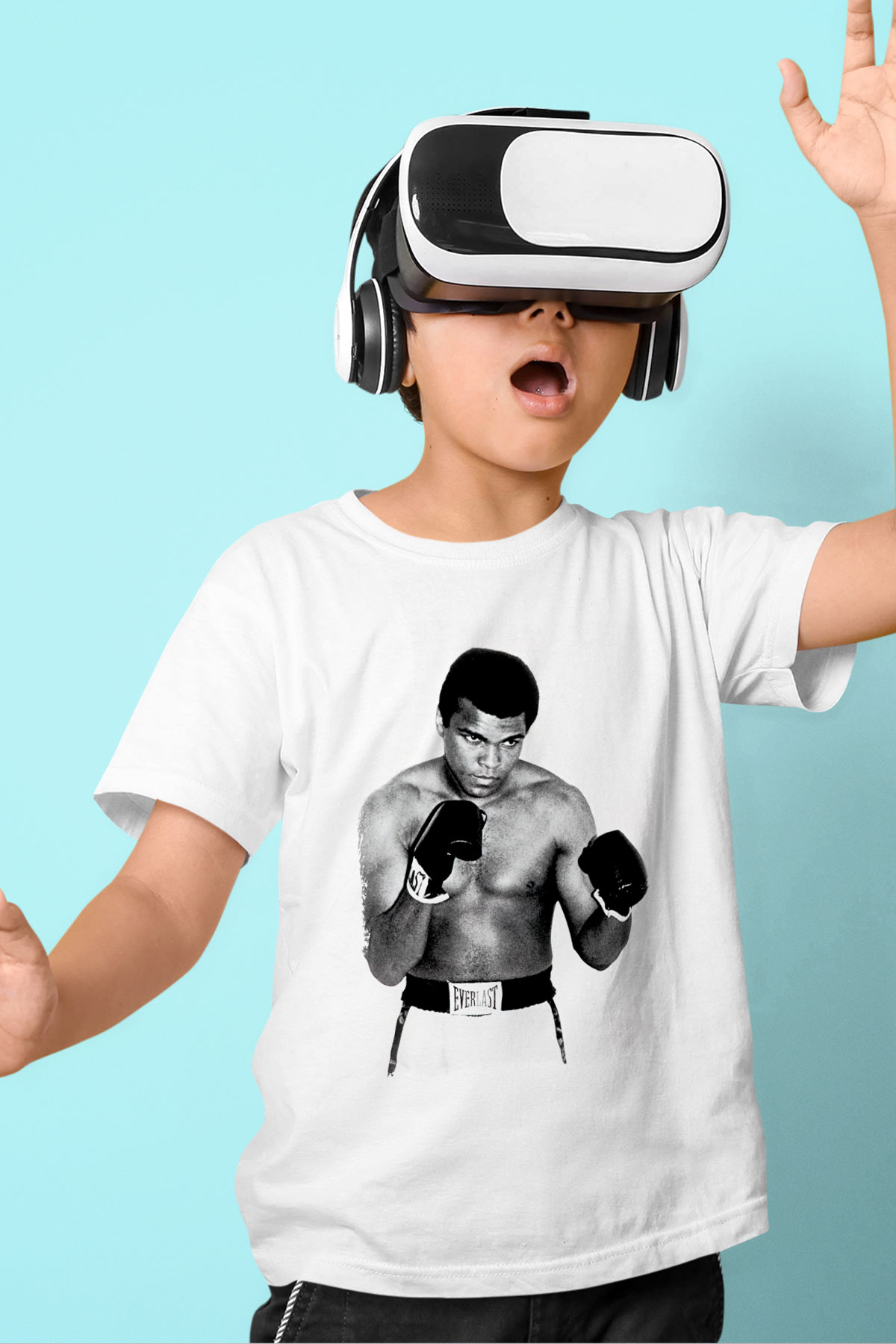 Muhammed Ali Beyaz Unisex Çocuk Tişört