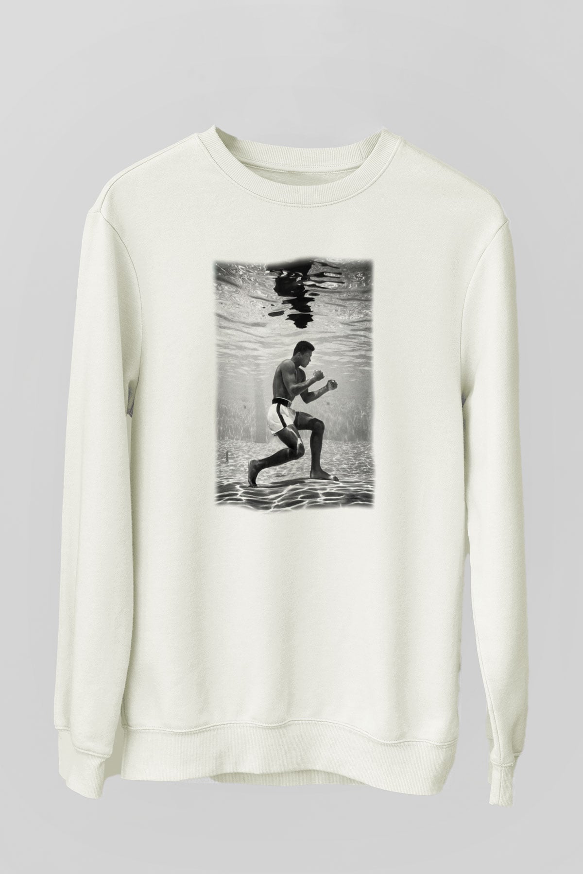 Muhammed Ali Beyaz Unisex Sweatshirt