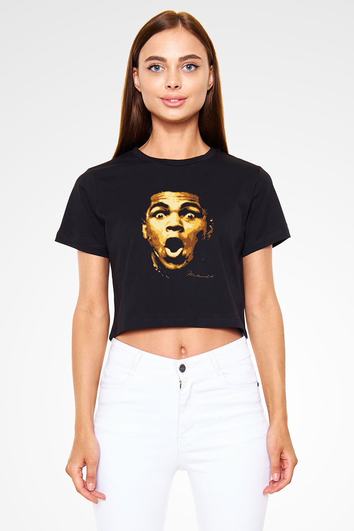 Muhammed Ali Siyah Crop Top Tişört