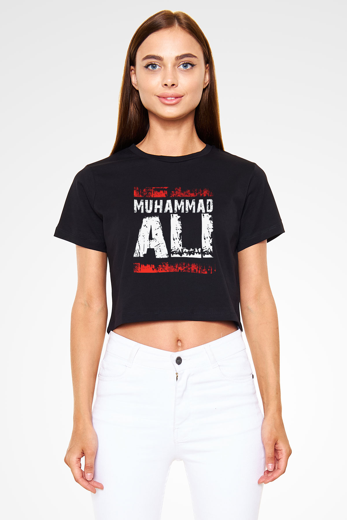 Muhammed Ali Siyah Crop Top Tişört