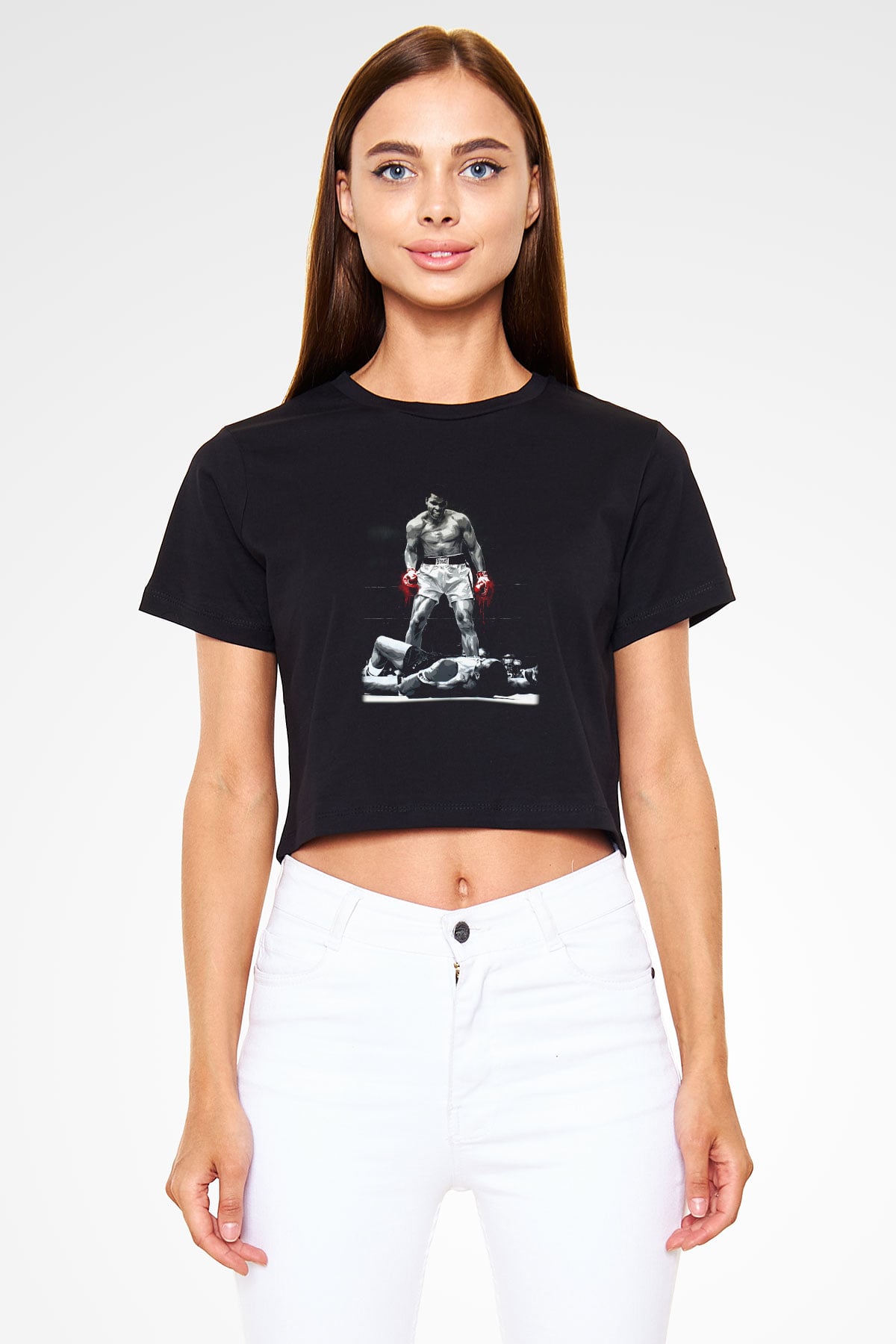 Muhammed Ali Siyah Crop Top Tişört