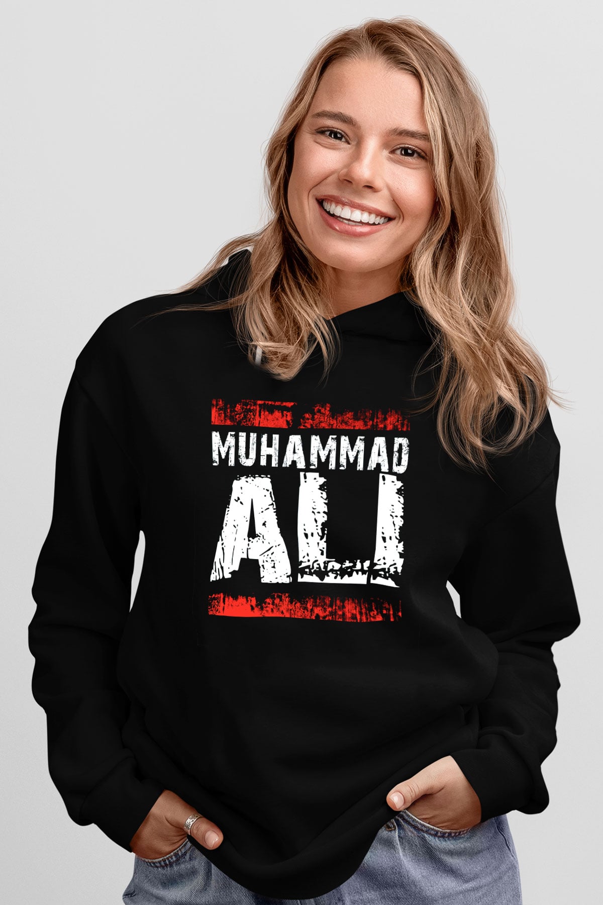 Muhammed Ali Siyah Unisex Hoodie