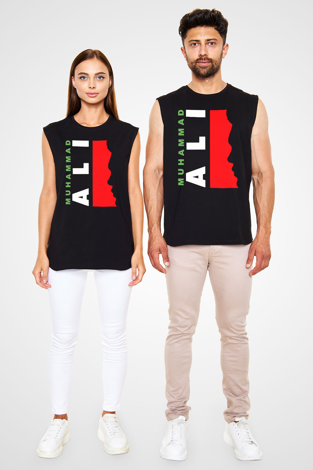 Muhammed Ali Siyah Unisex Kolsuz Tişört