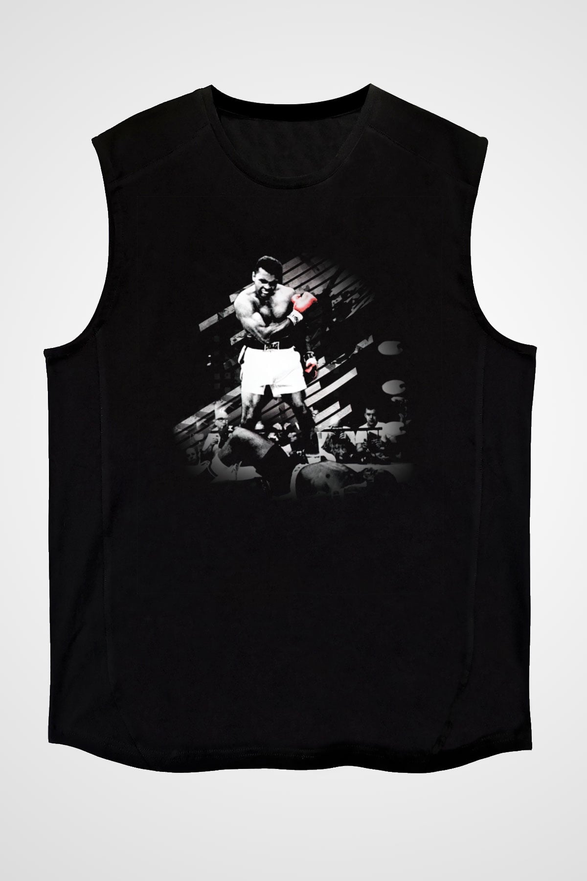 Muhammed Ali Siyah Unisex Kolsuz Tişört