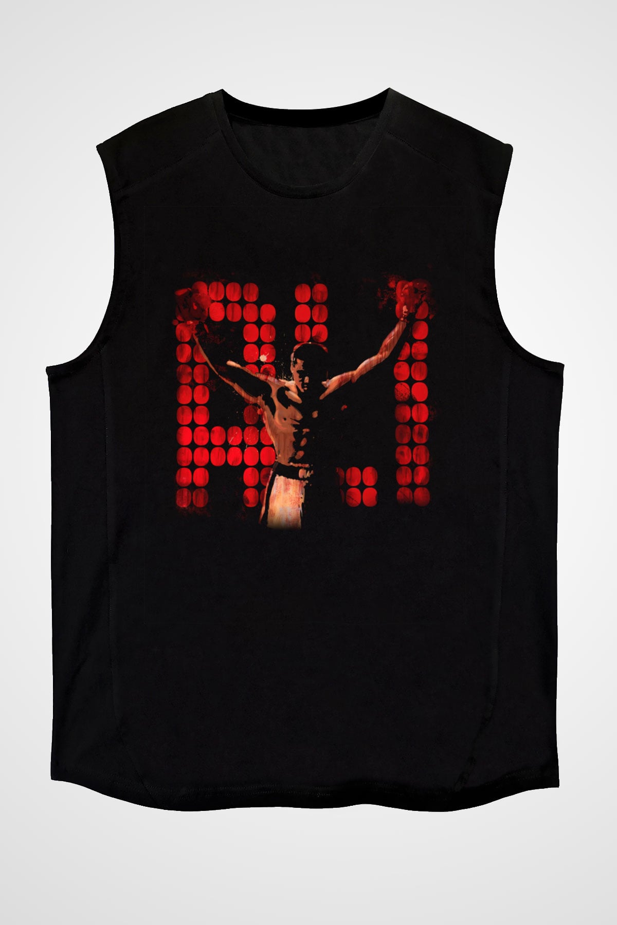 Muhammed Ali Siyah Unisex Kolsuz Tişört