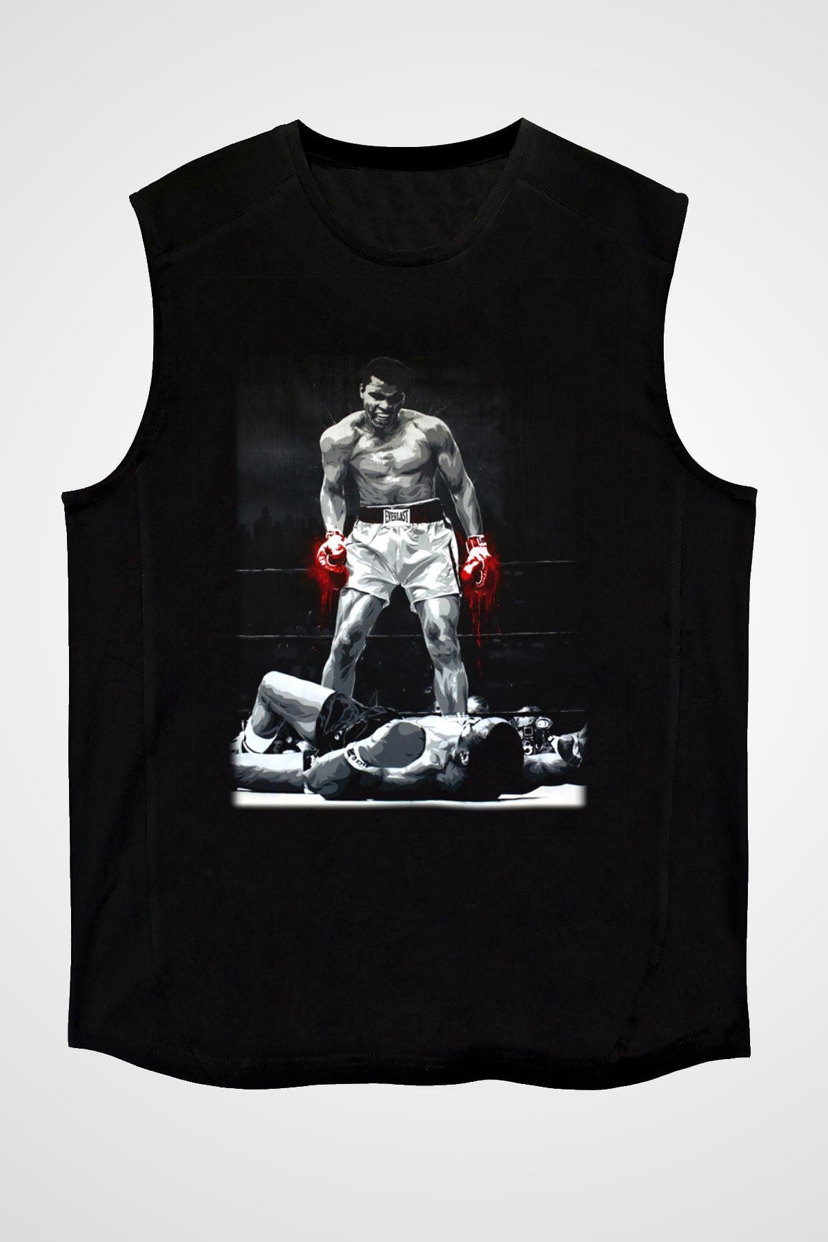 Muhammed Ali Siyah Unisex Kolsuz Tişört
