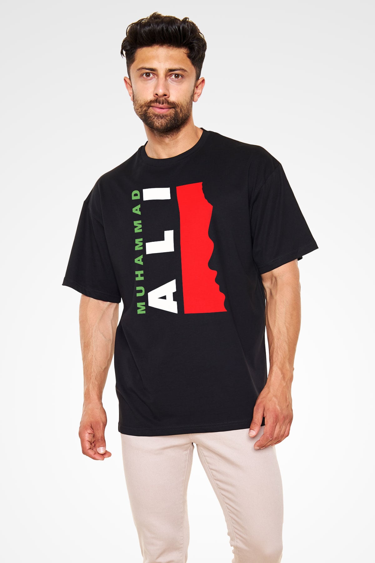 Muhammed Ali Siyah Unisex Oversize Tişört T-Shirt