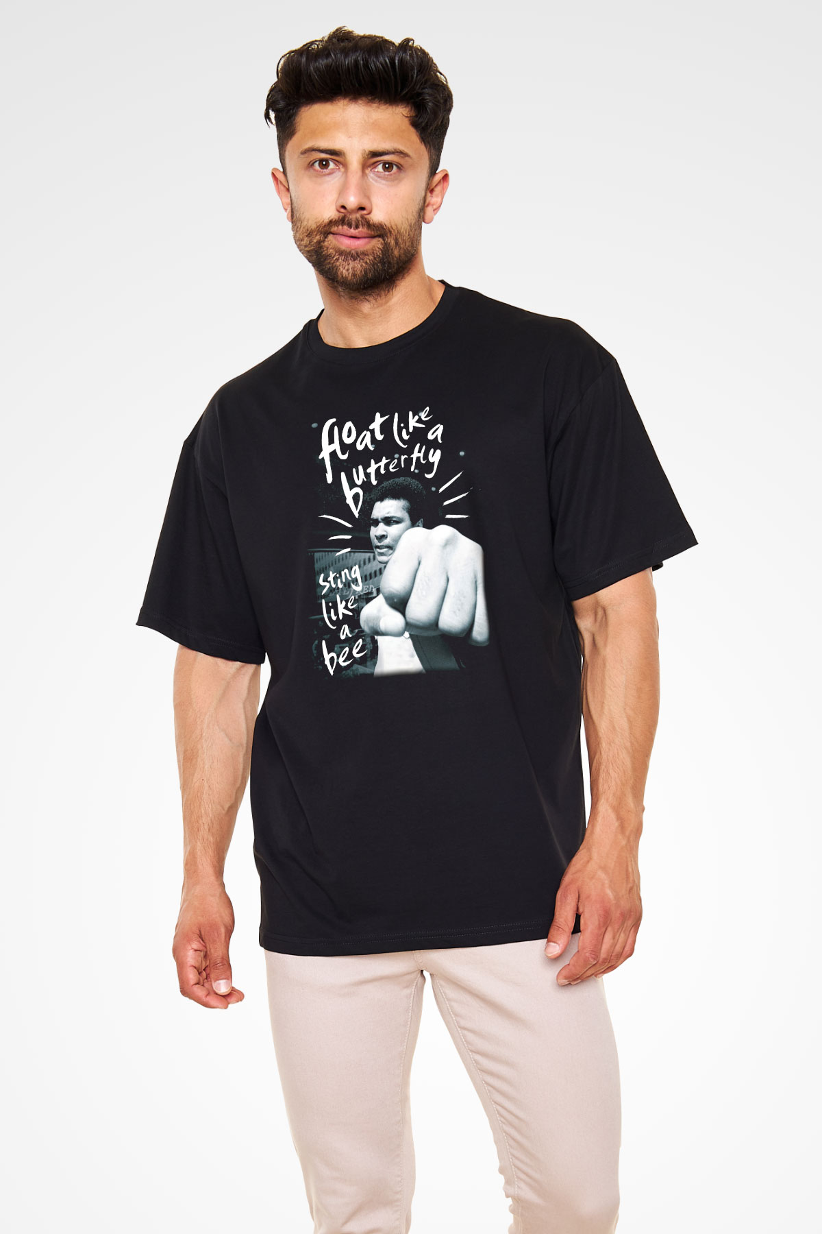 Muhammed Ali Siyah Unisex Oversize Tişört T-Shirt