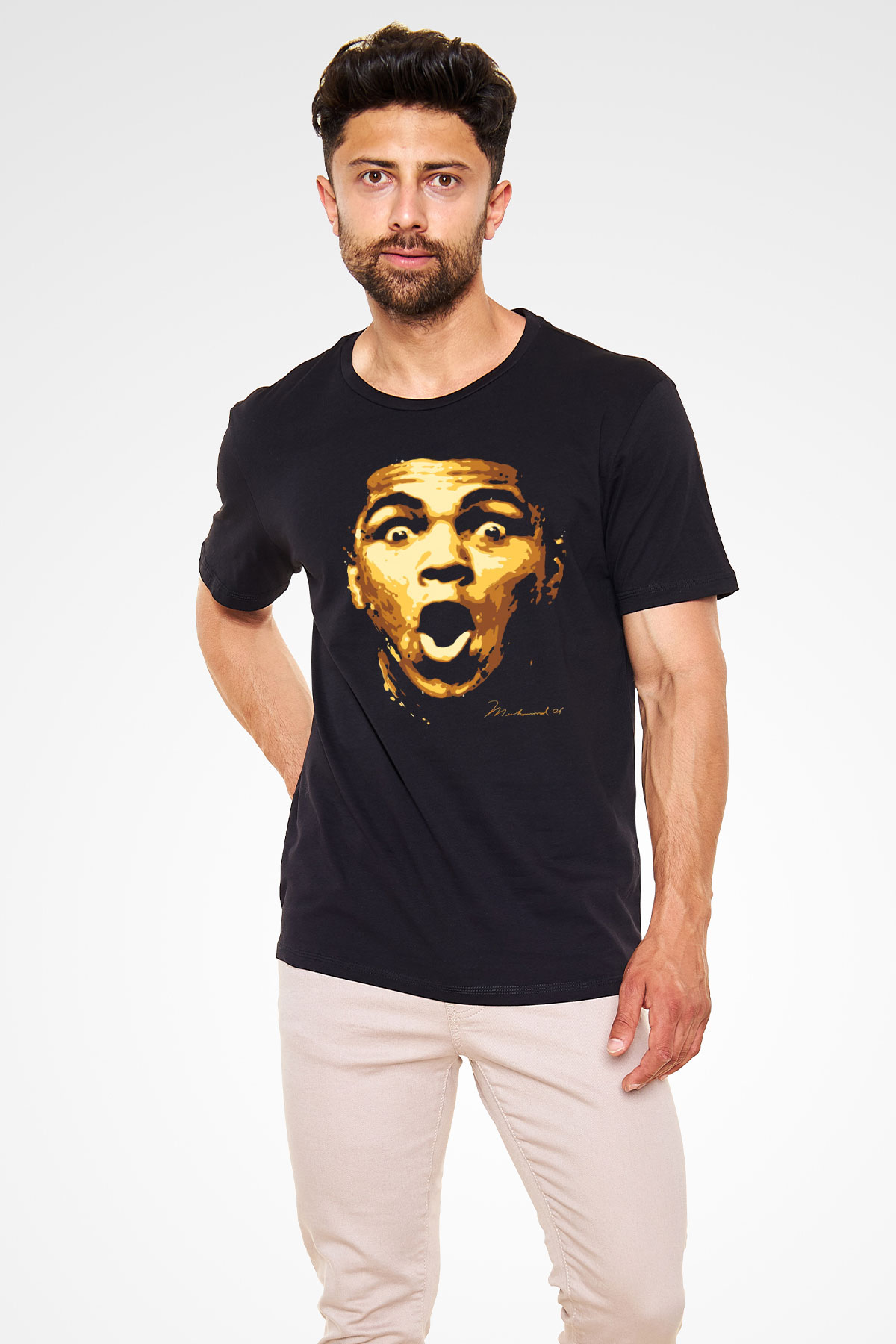 Muhammed Ali Siyah Unisex Tişört T-Shirt - TişörtFabrikası
