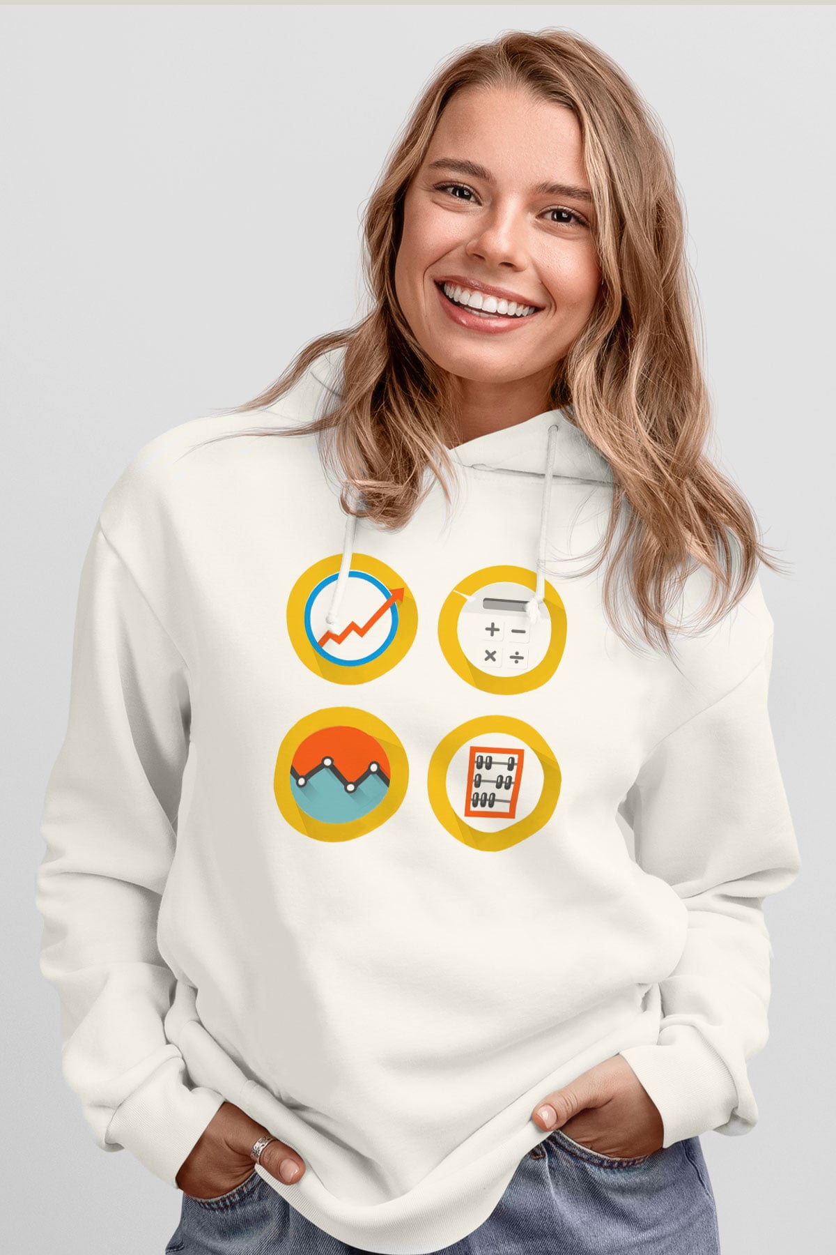 Muhasebeci Beyaz Unisex Hoodie