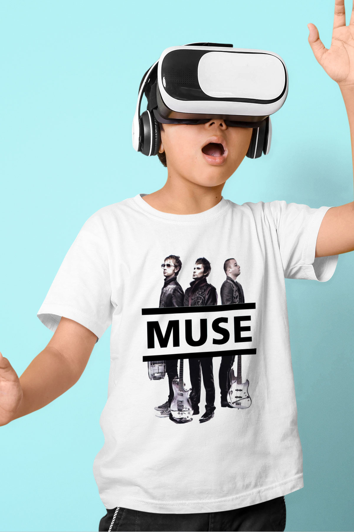 Muse Baskılı Beyaz Unisex Çocuk Tişört