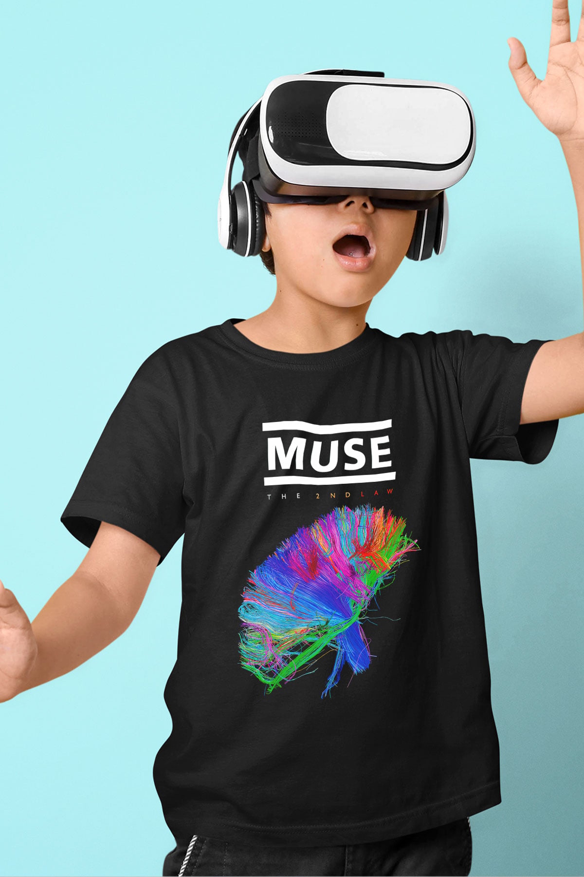 Muse Baskılı Siyah Unisex Çocuk Tişört