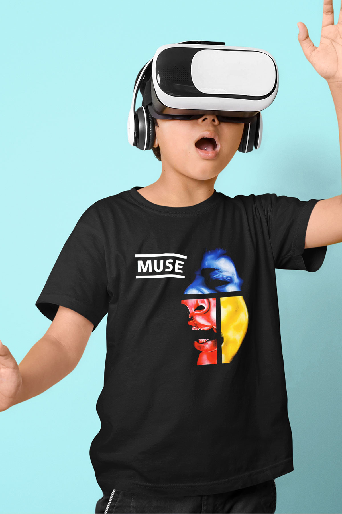 Muse Baskılı Siyah Unisex Çocuk Tişört