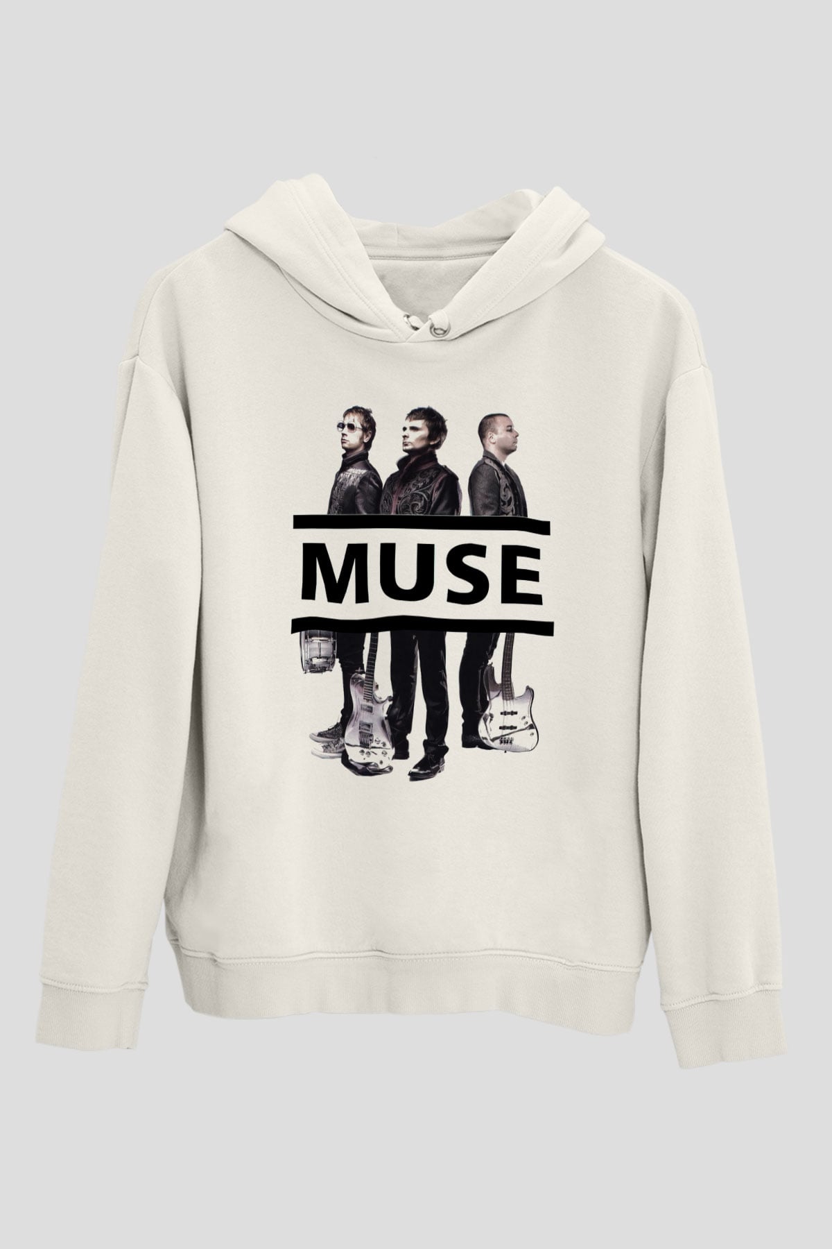 Muse Beyaz Unisex Kapşonlu Sweatshirt