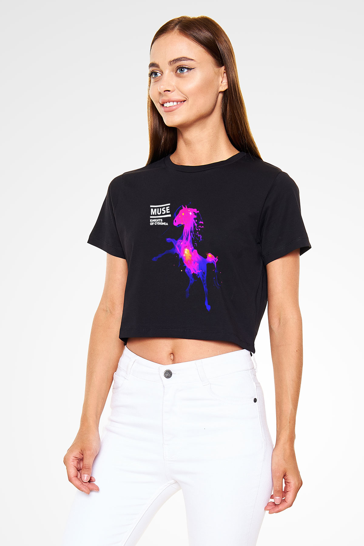 Muse Siyah Crop Top Tişört