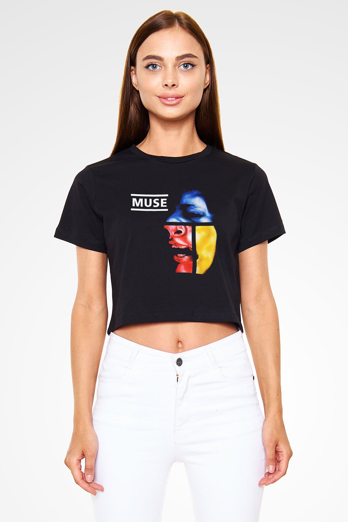 Muse Siyah Crop Top Tişört