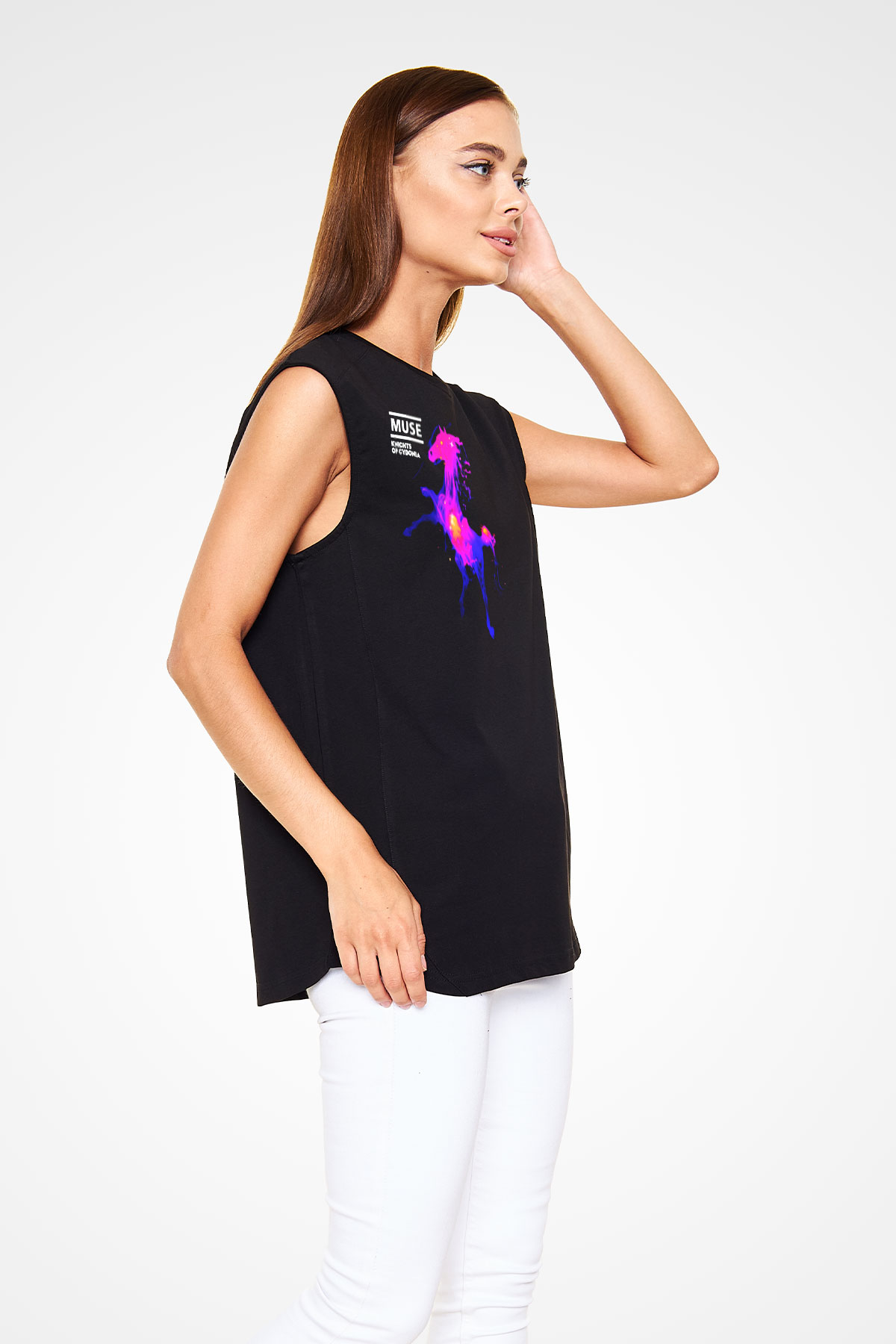 Muse Siyah Unisex Kolsuz Tişört