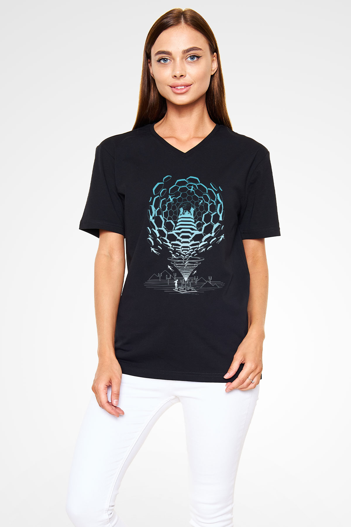 Muse Siyah Unisex V Yaka Tişört T-Shirt