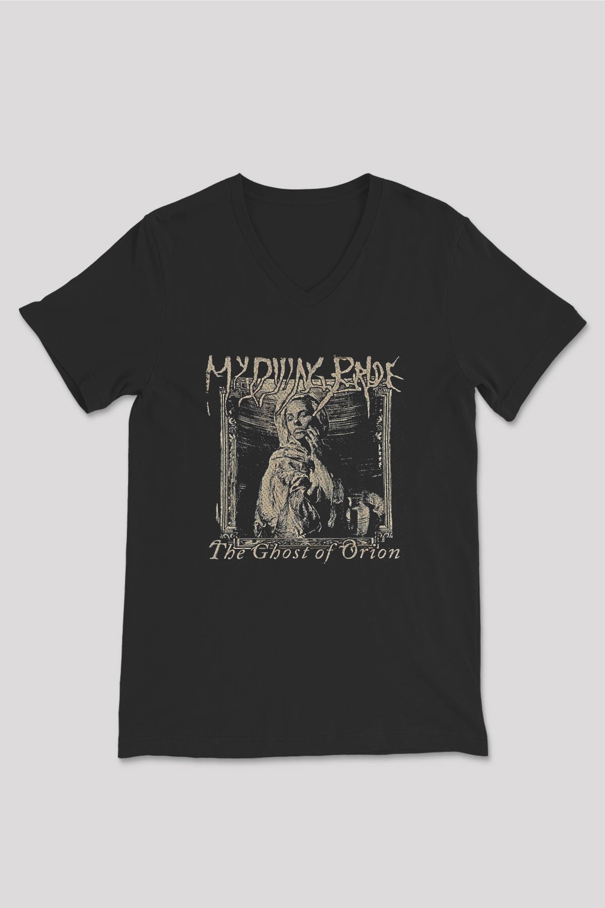 My Dying Bride Baskılı Unisex Siyah V Yaka Tişört - Tshirt