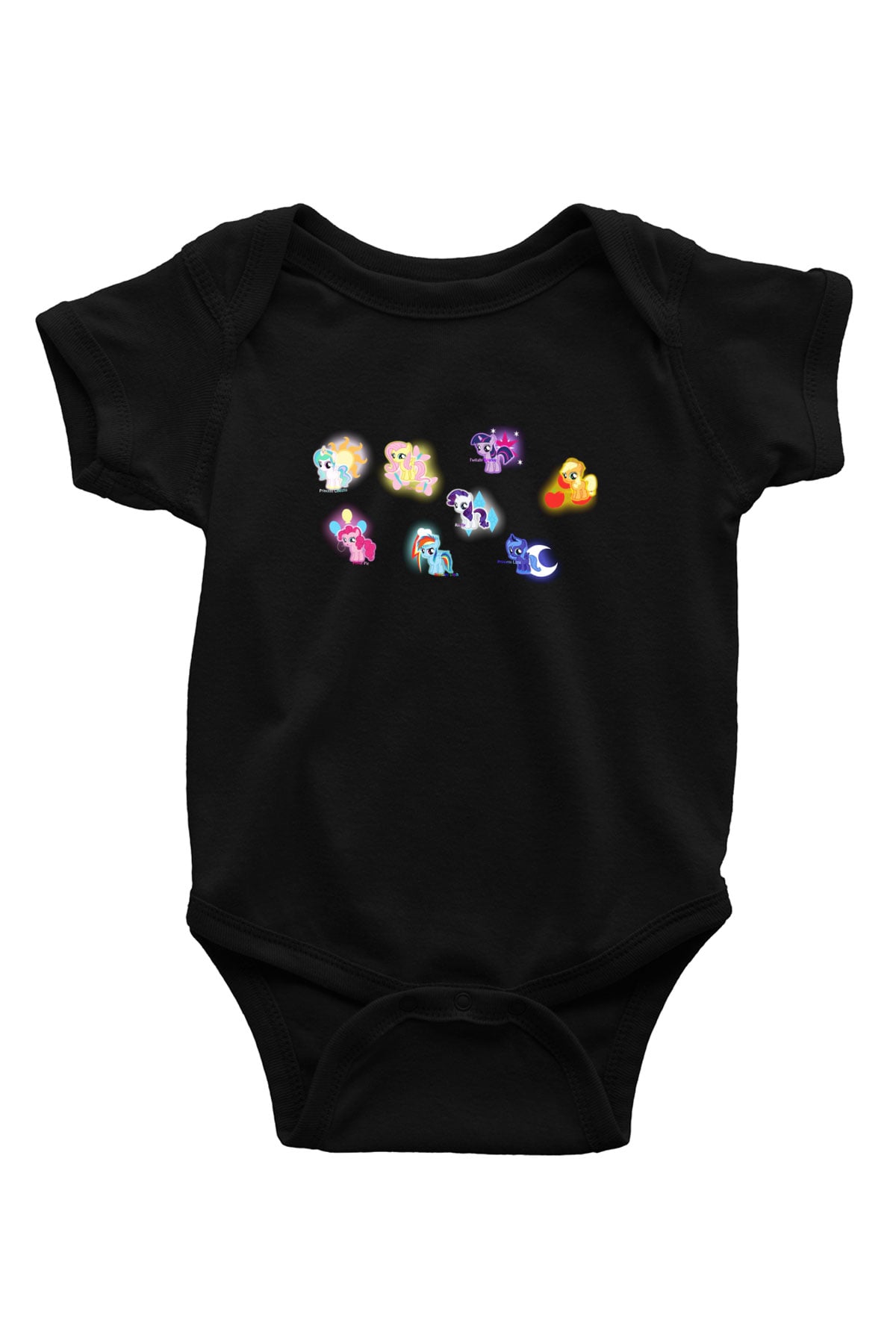 My Little Pony Baskılı Siyah Bebek Body - Zıbın