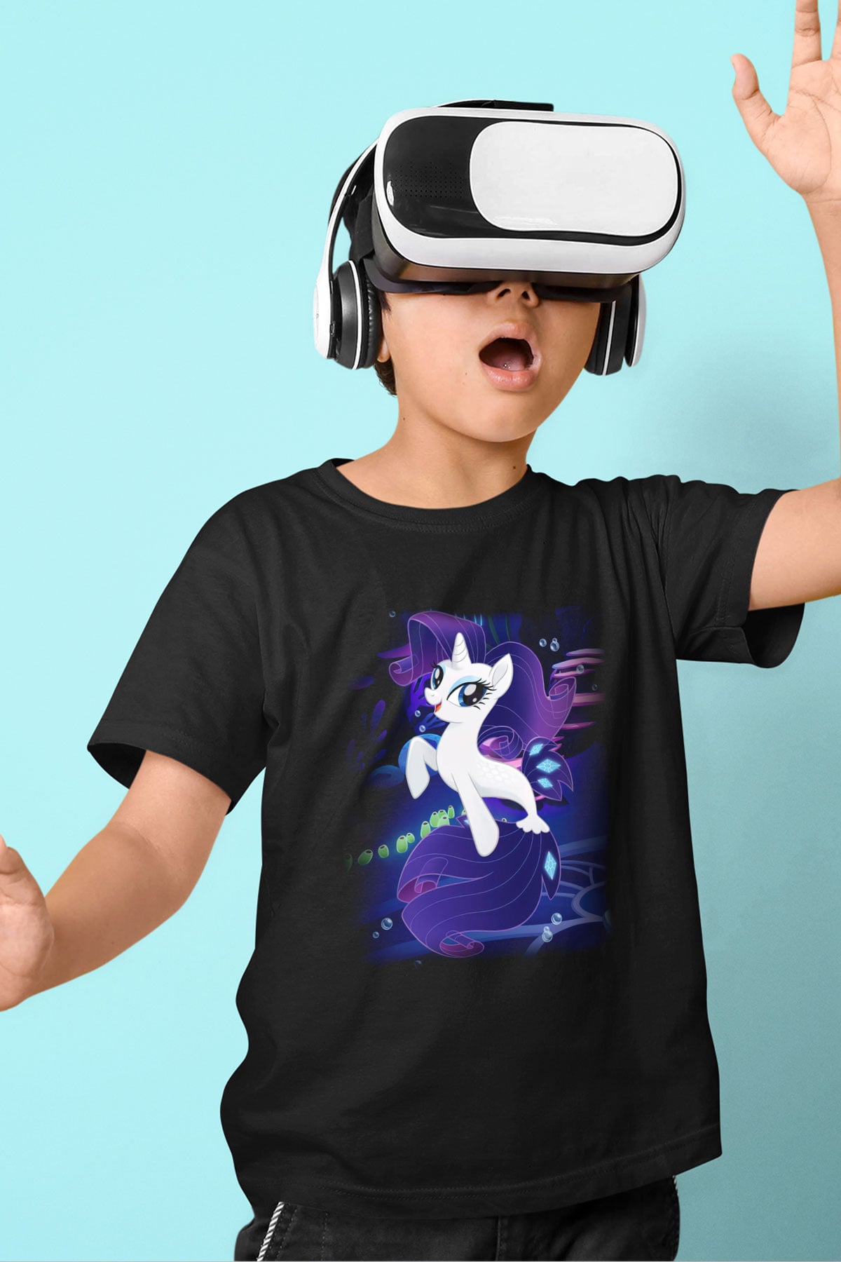 My Little Pony Baskılı Siyah Unisex Çocuk Tişört