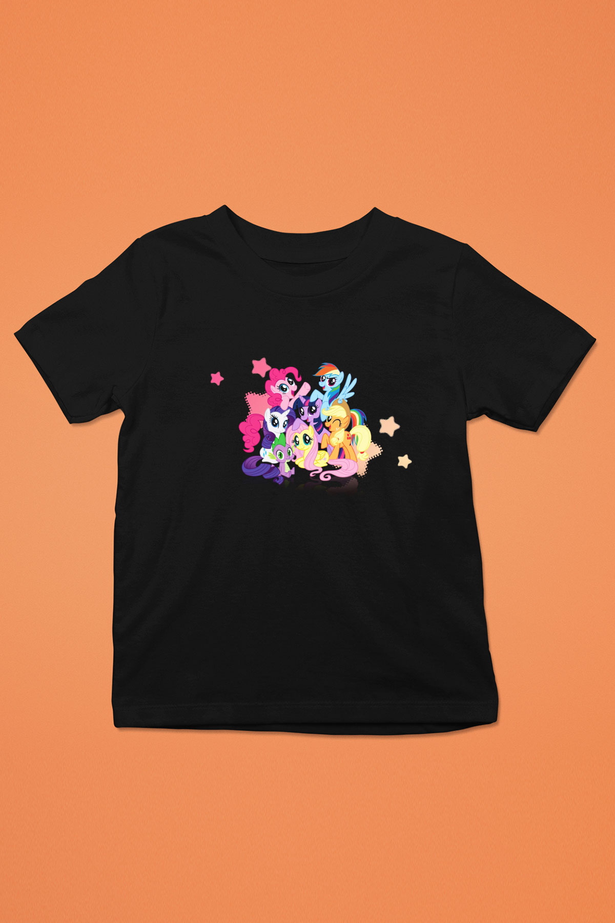 My Little Pony Baskılı Siyah Unisex Çocuk Tişört