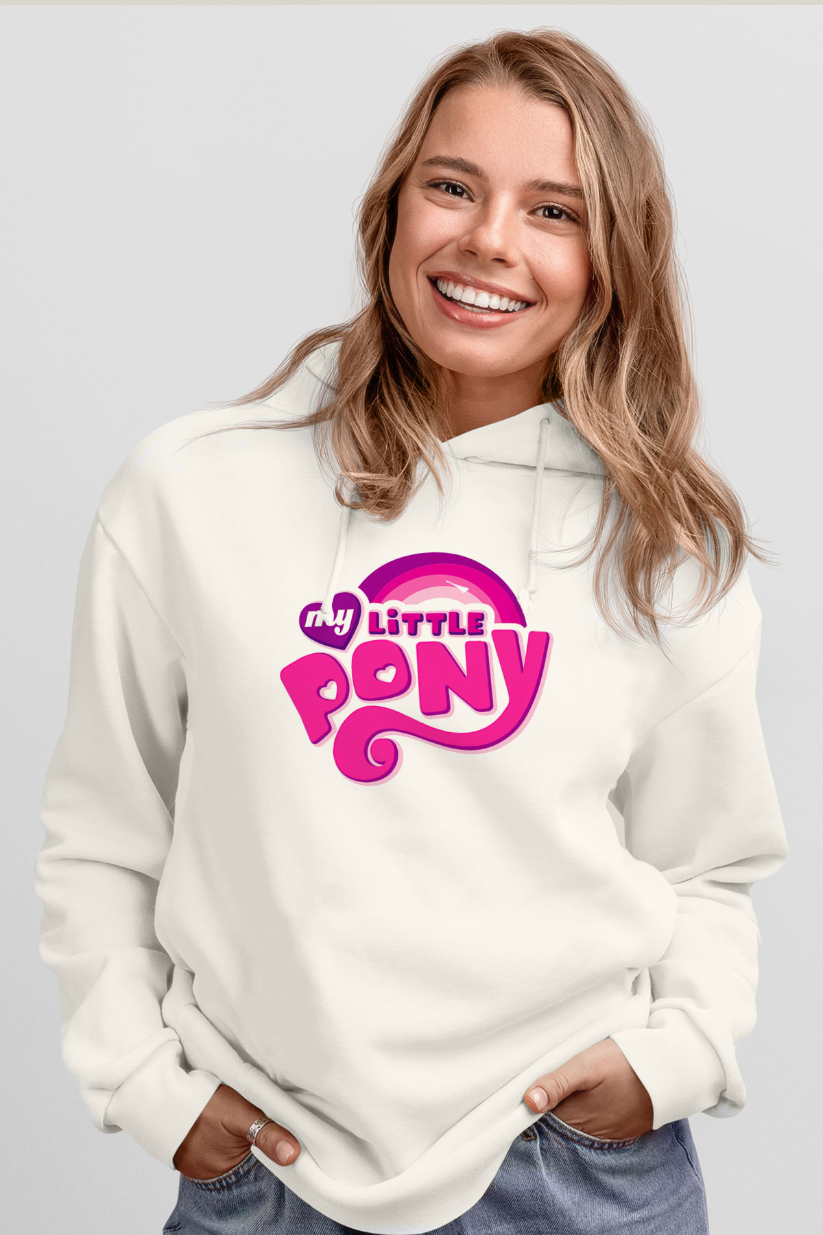 My Little Pony Beyaz Unisex Kapşonlu Sweatshirt