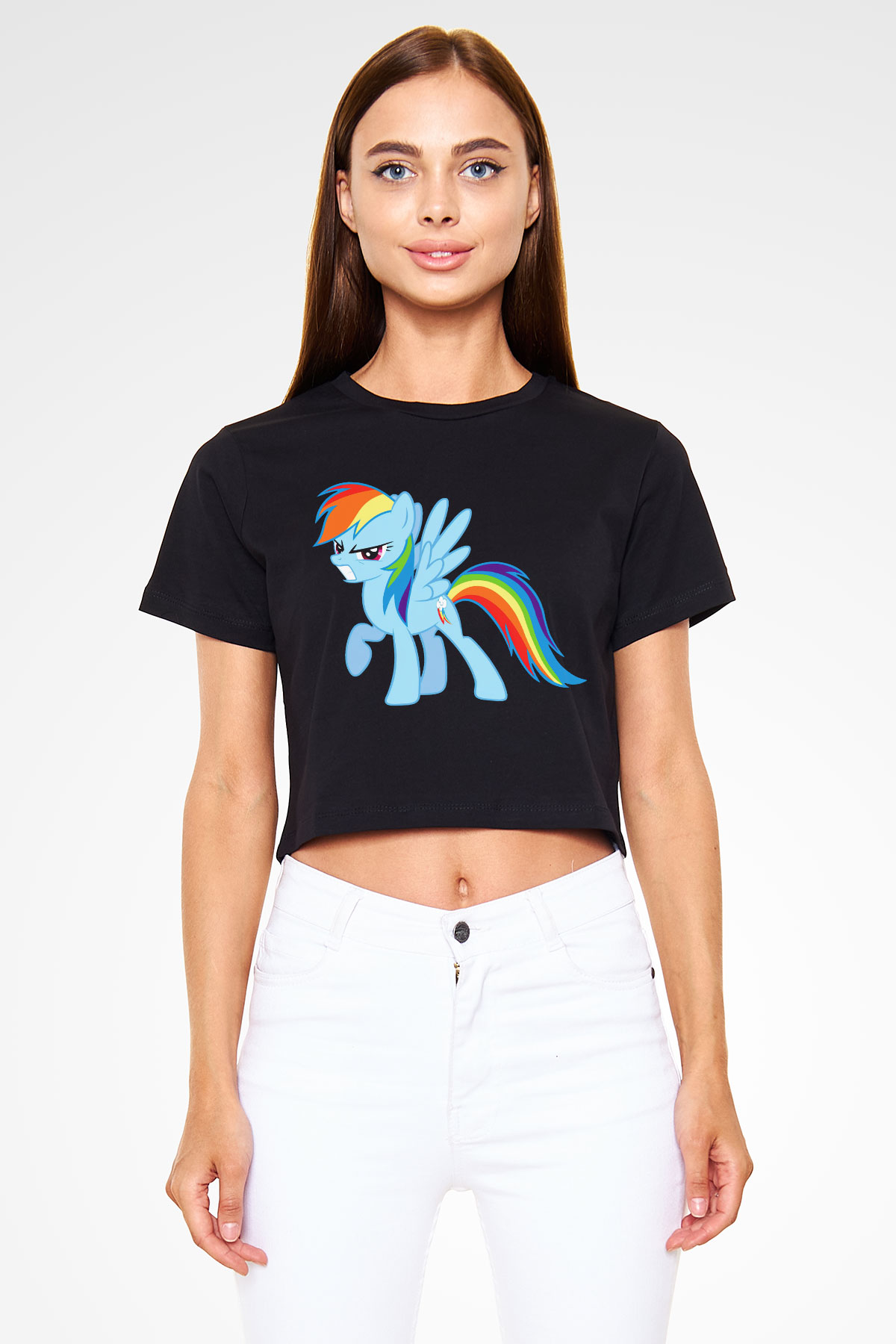 My Little Pony Siyah Crop Top Tişört