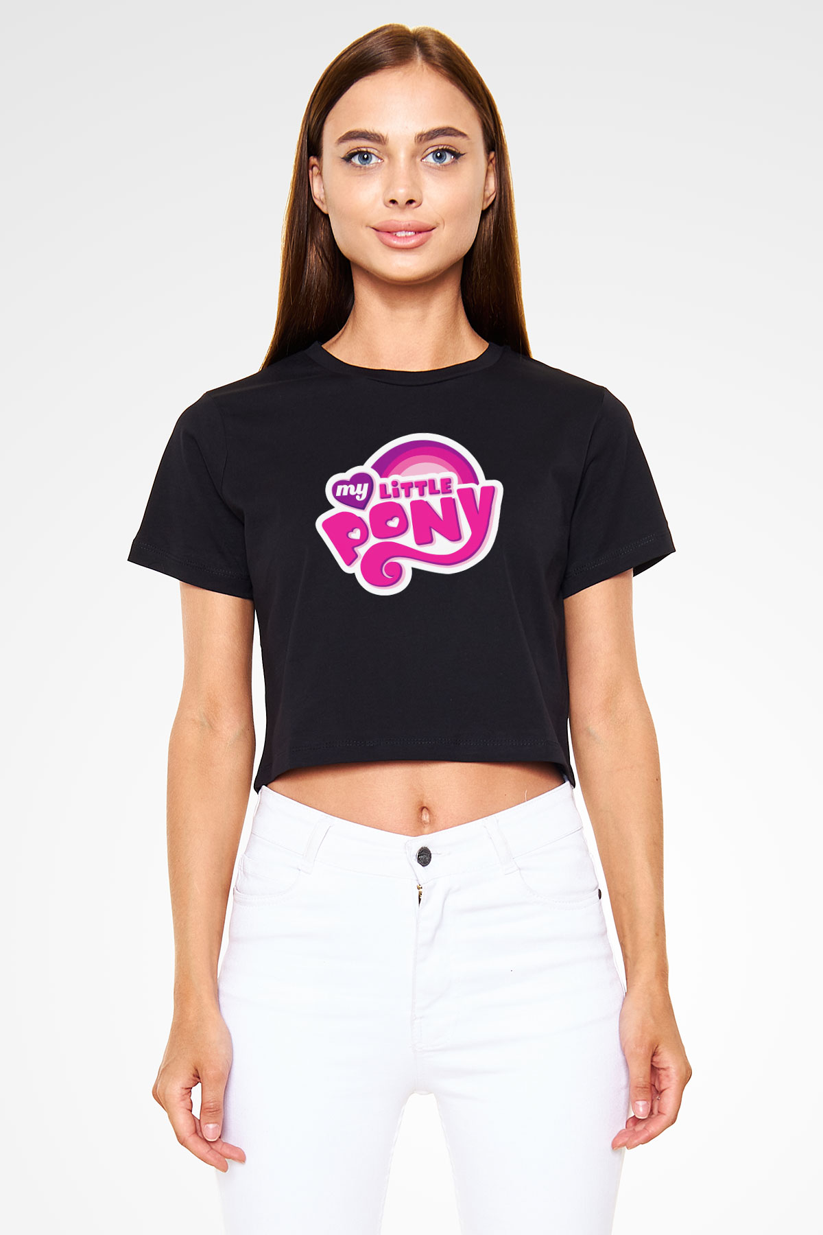 My Little Pony Siyah   Crop Top Tişört