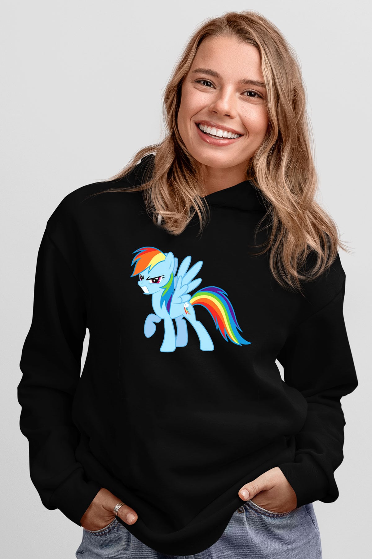 My Little Pony Siyah Unisex Kapüşonlu Sweatshirt