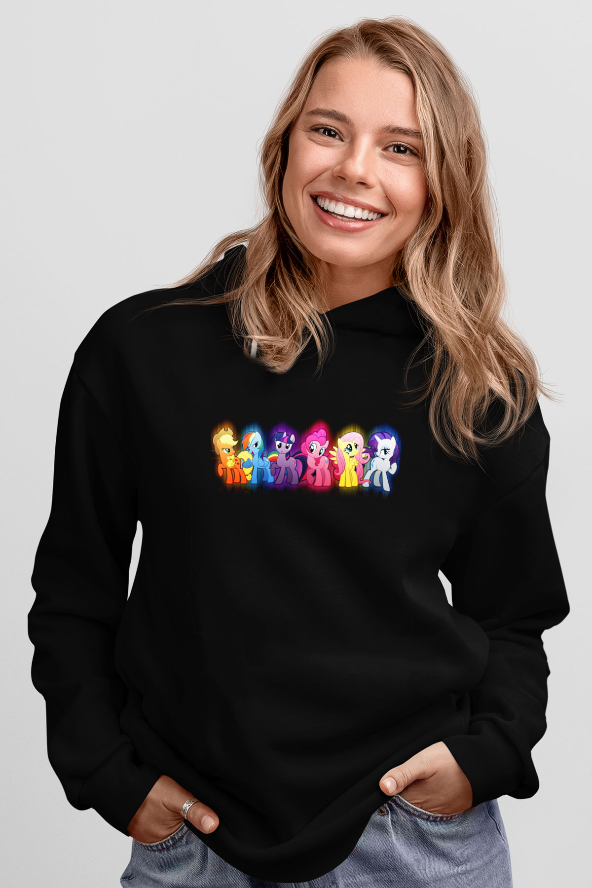 My Little Pony Siyah Unisex Kapüşonlu Sweatshirt
