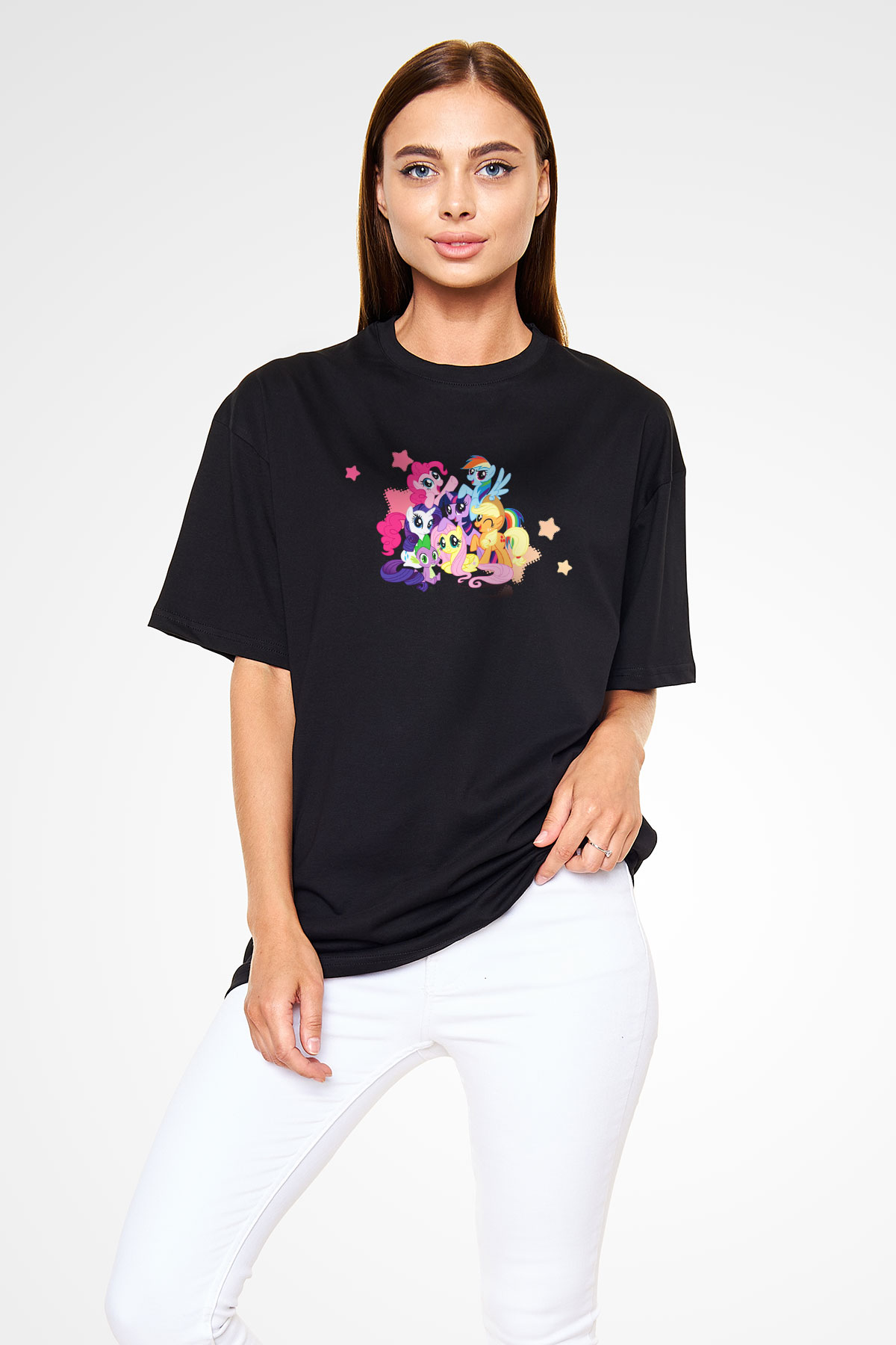 My Little Pony Siyah Unisex Oversize Tişört