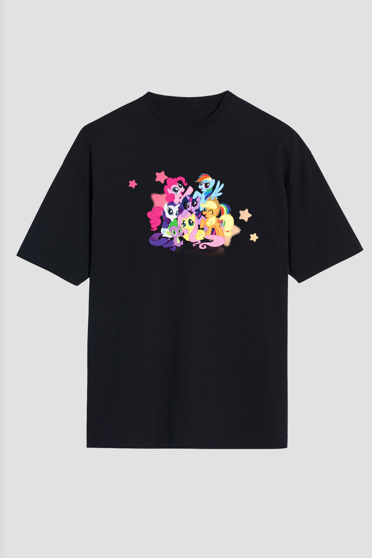 My Little Pony Siyah Unisex Oversize Tişört