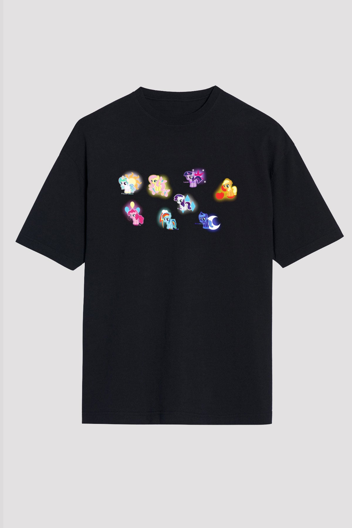My Little Pony Siyah Unisex Oversize Tişört