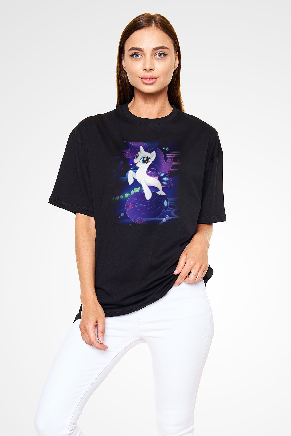 My Little Pony Siyah Unisex Oversize Tişört