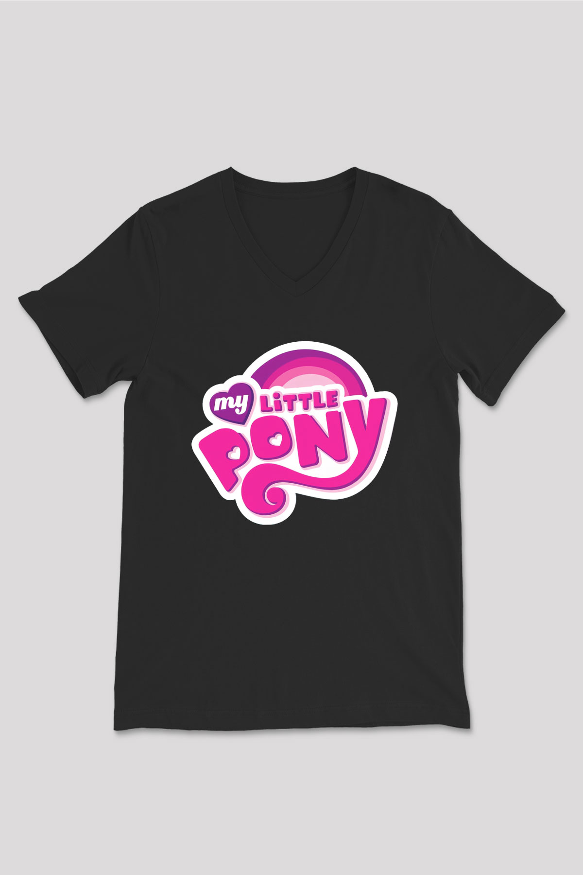 My Little Pony Siyah Unisex  V Yaka Tişört