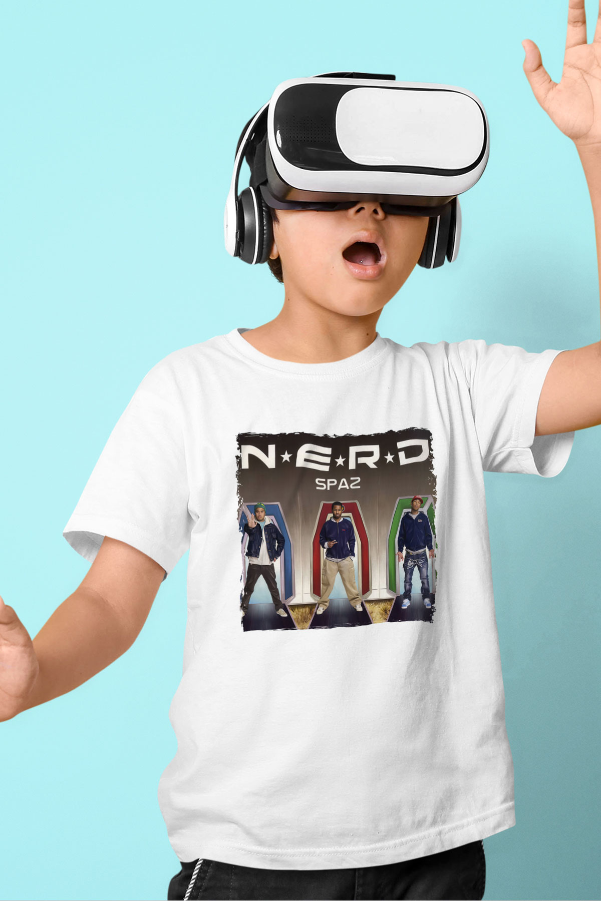 N.E.R.D Beyaz Unisex Çocuk Tişört