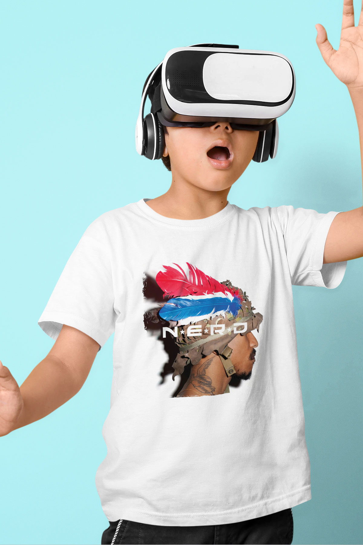 N.E.R.D Beyaz Unisex Çocuk Tişört
