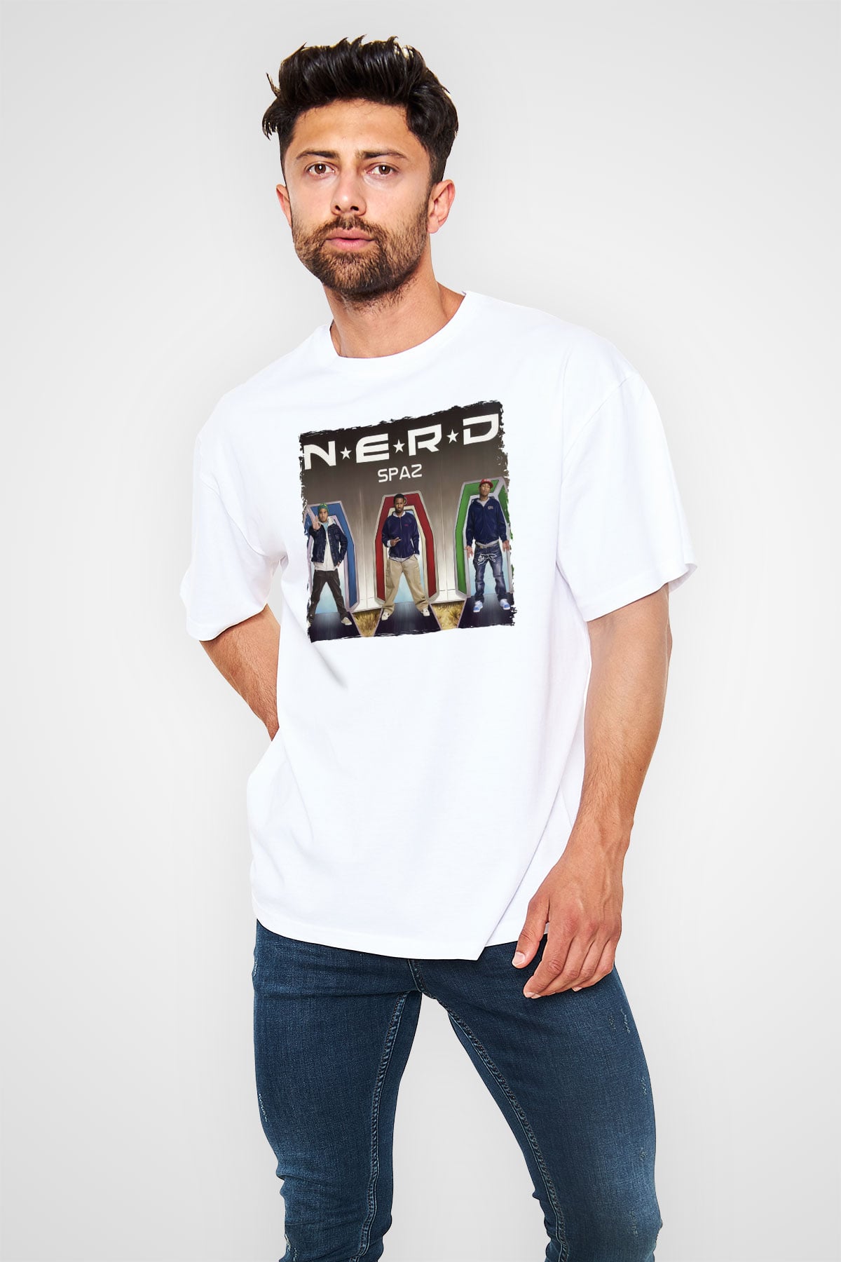 N.E.R.D Beyaz Unisex Tişört T-Shirt - TişörtFabrikası