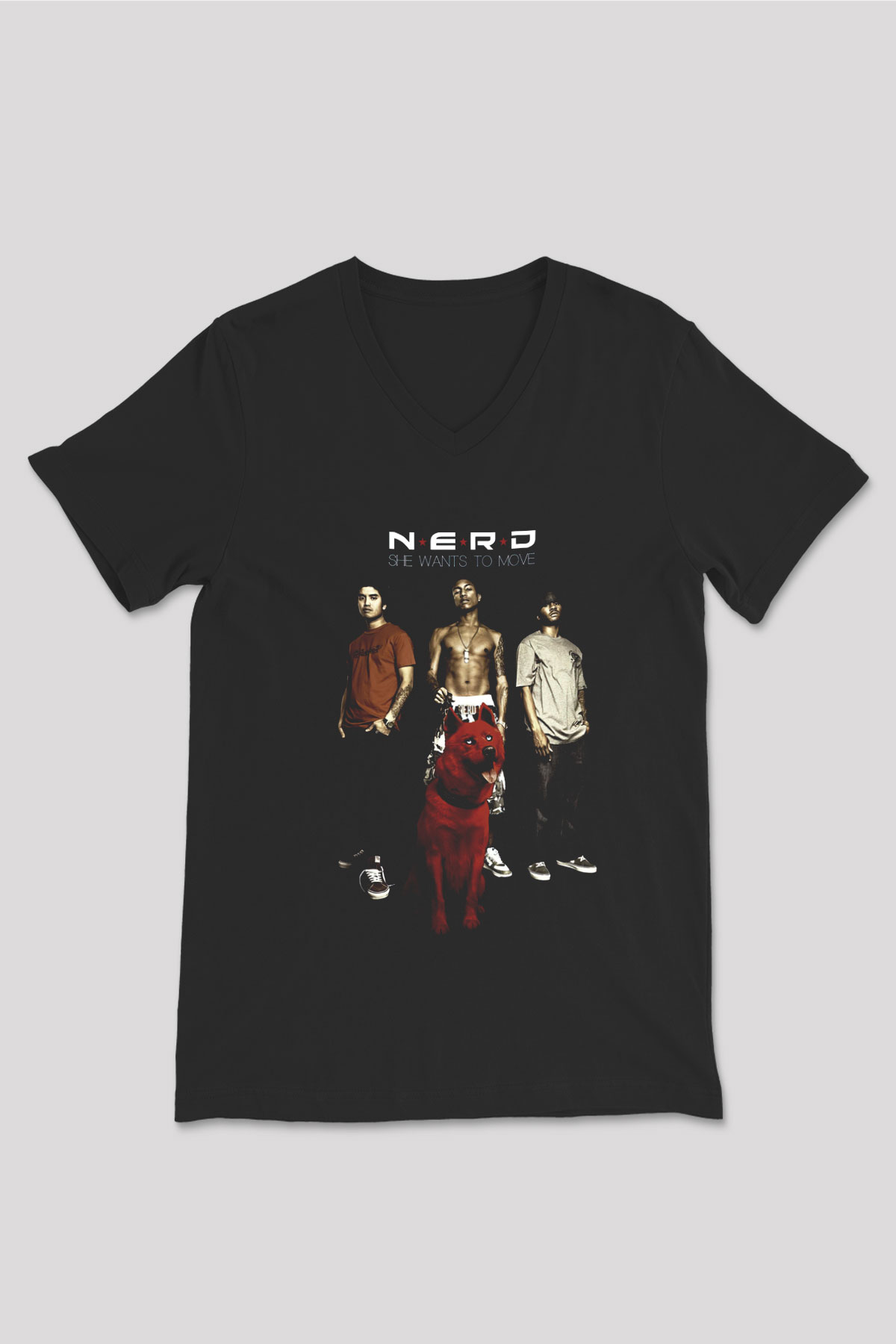 N.E.R.D Siyah Unisex V Yaka Tişört