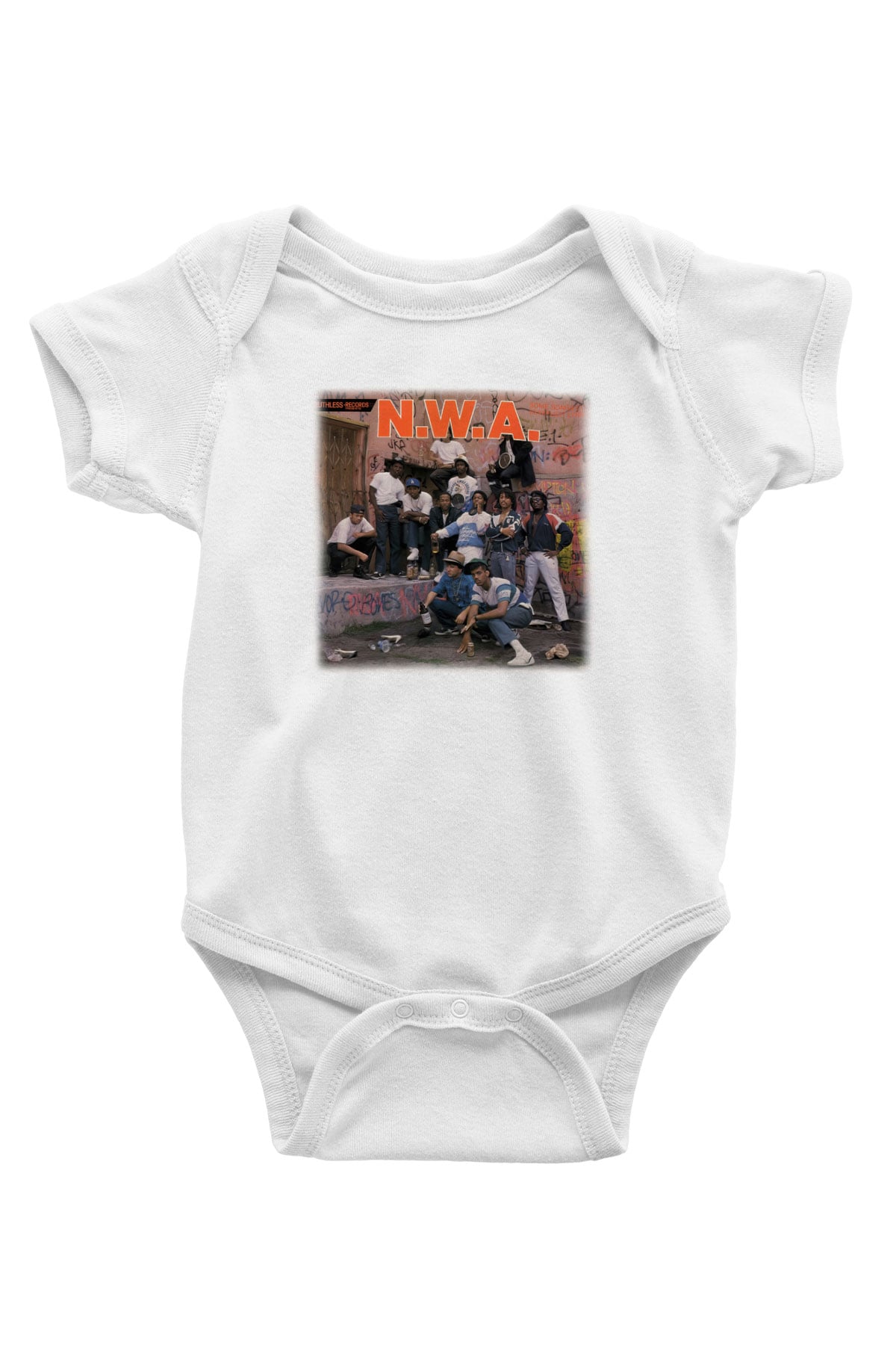 N.W.A Baskılı Beyaz Unisex Bebek Body - Zıbın
