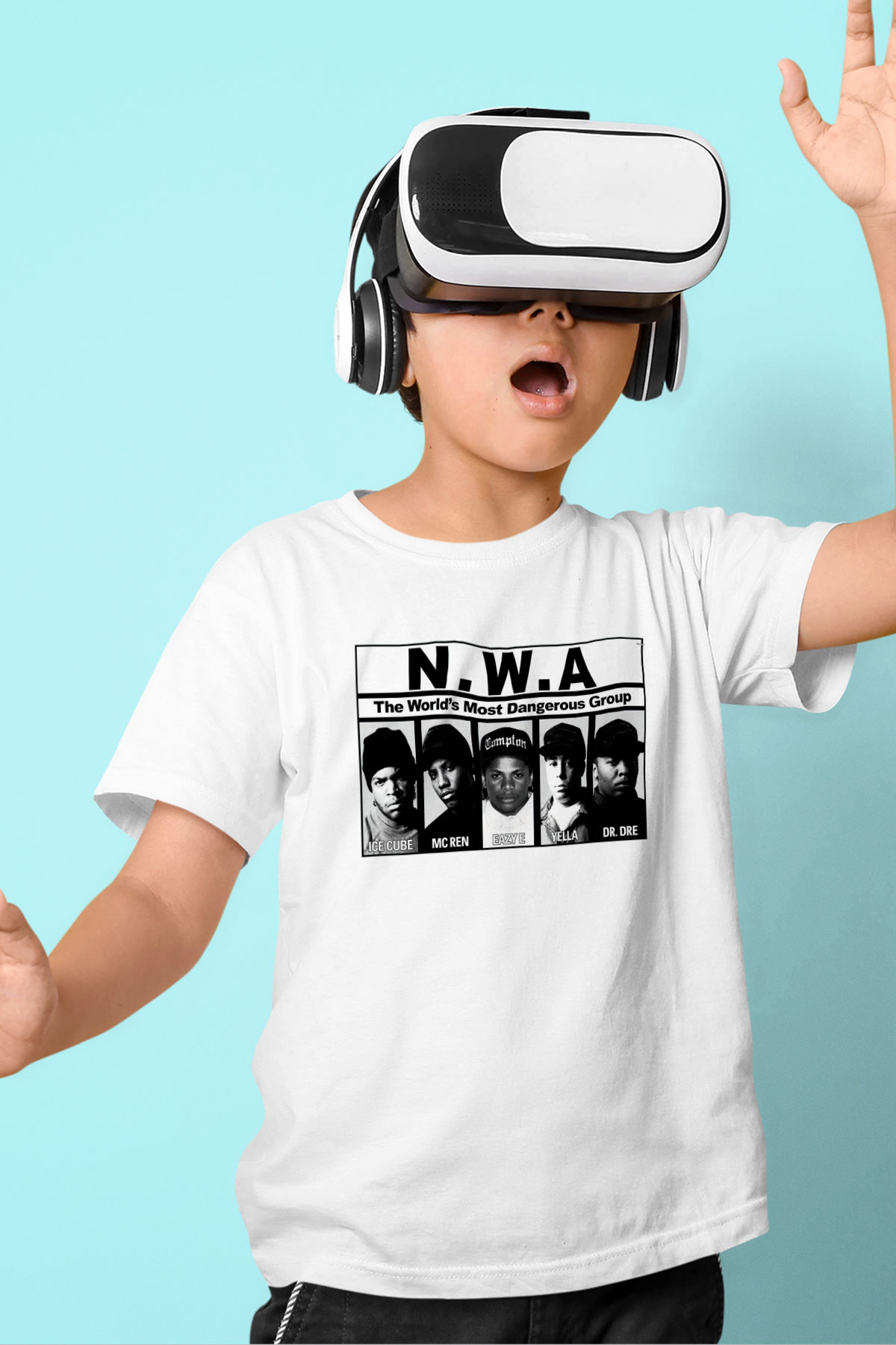 N.W.A Baskılı Beyaz Unisex Çocuk Tişört