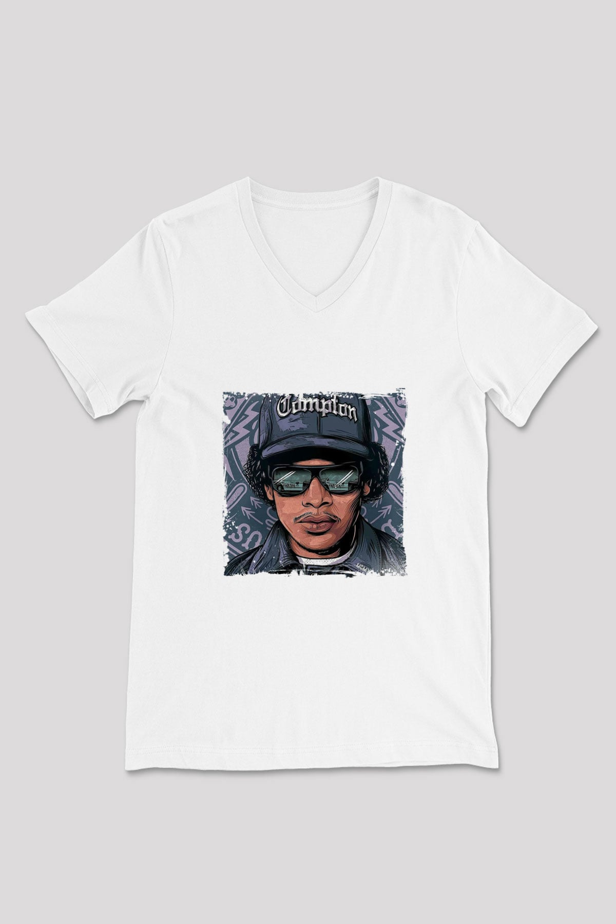 N.W.A Baskılı Beyaz V Yaka Unisex Tişört