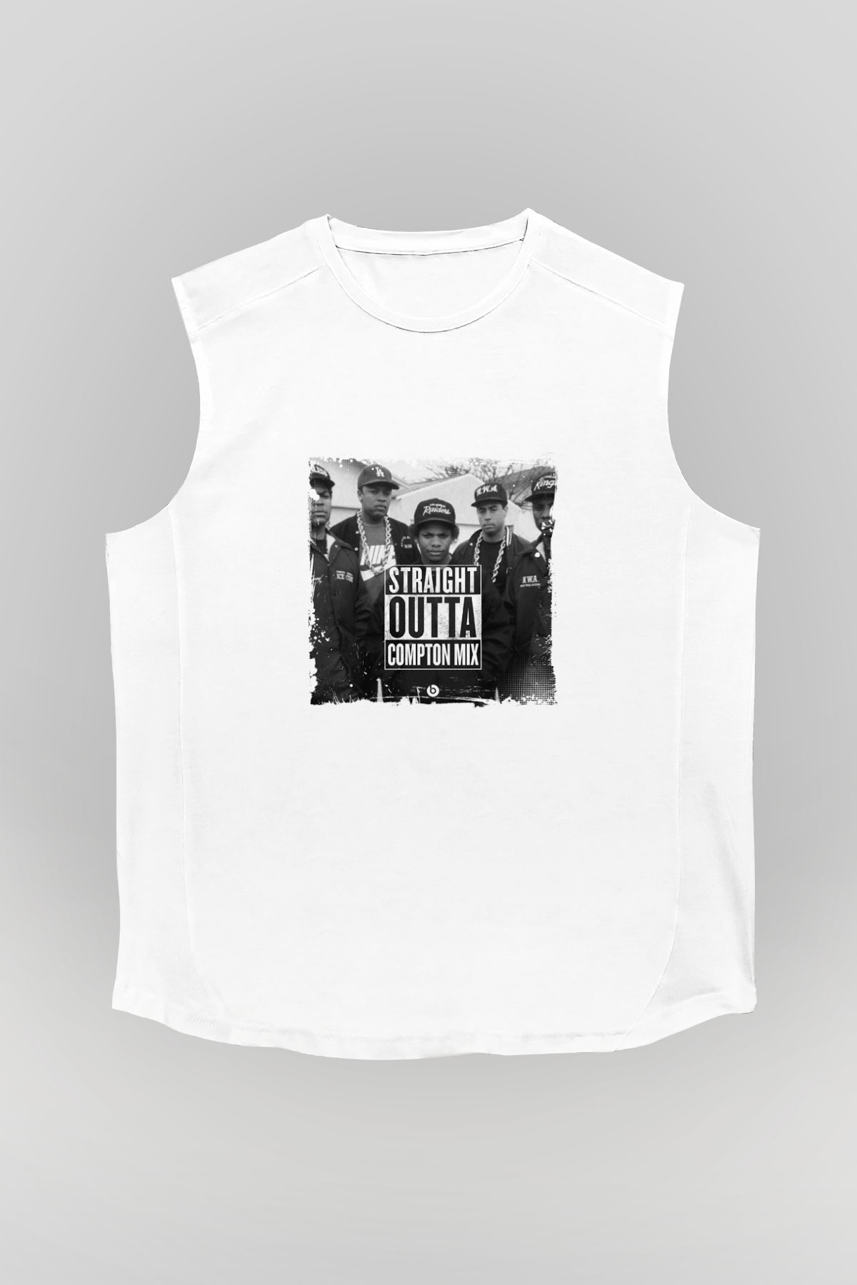 N.W.A Baskılı Unisex Beyaz Kolsuz Tişört