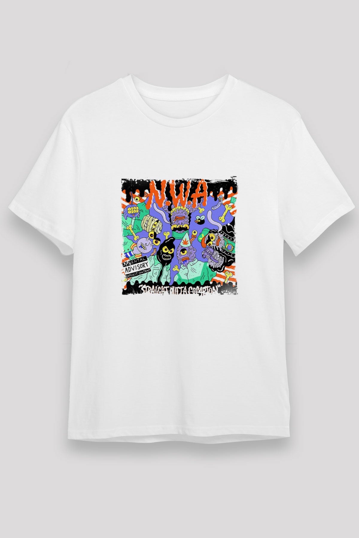 N.W.A Baskılı Unisex Beyaz Tişört